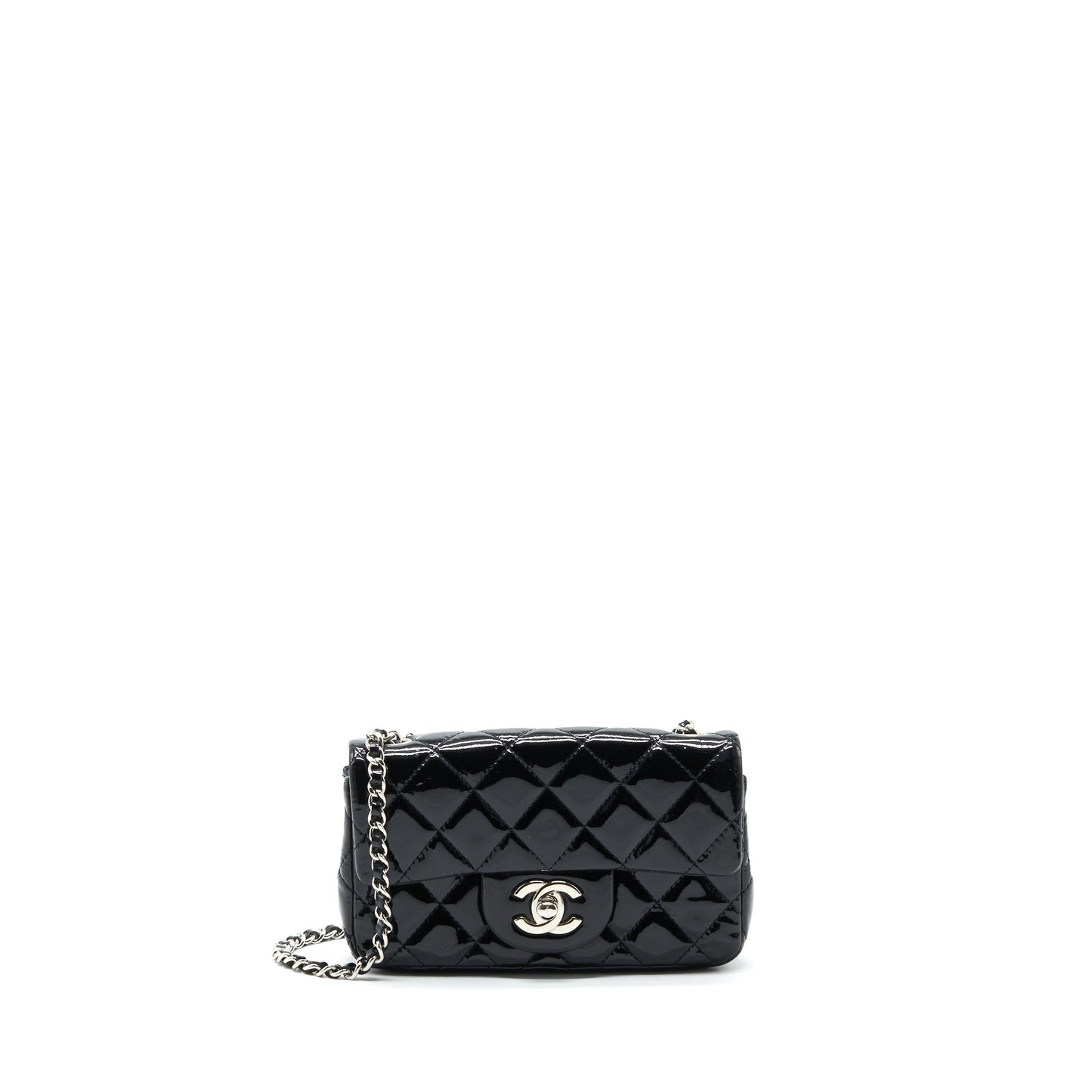 Chanel super Rectangular flap Patent SHW Black Shoulder Bag
