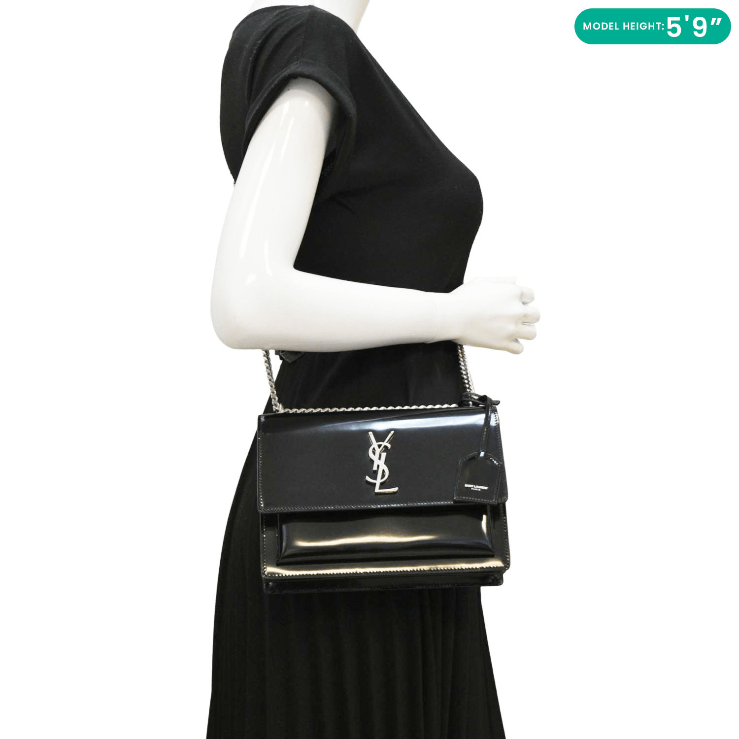 YSL Saint Laurent Yves Sunset Shoulder Bag Leather Monogram Black Saint Laurent Sunset