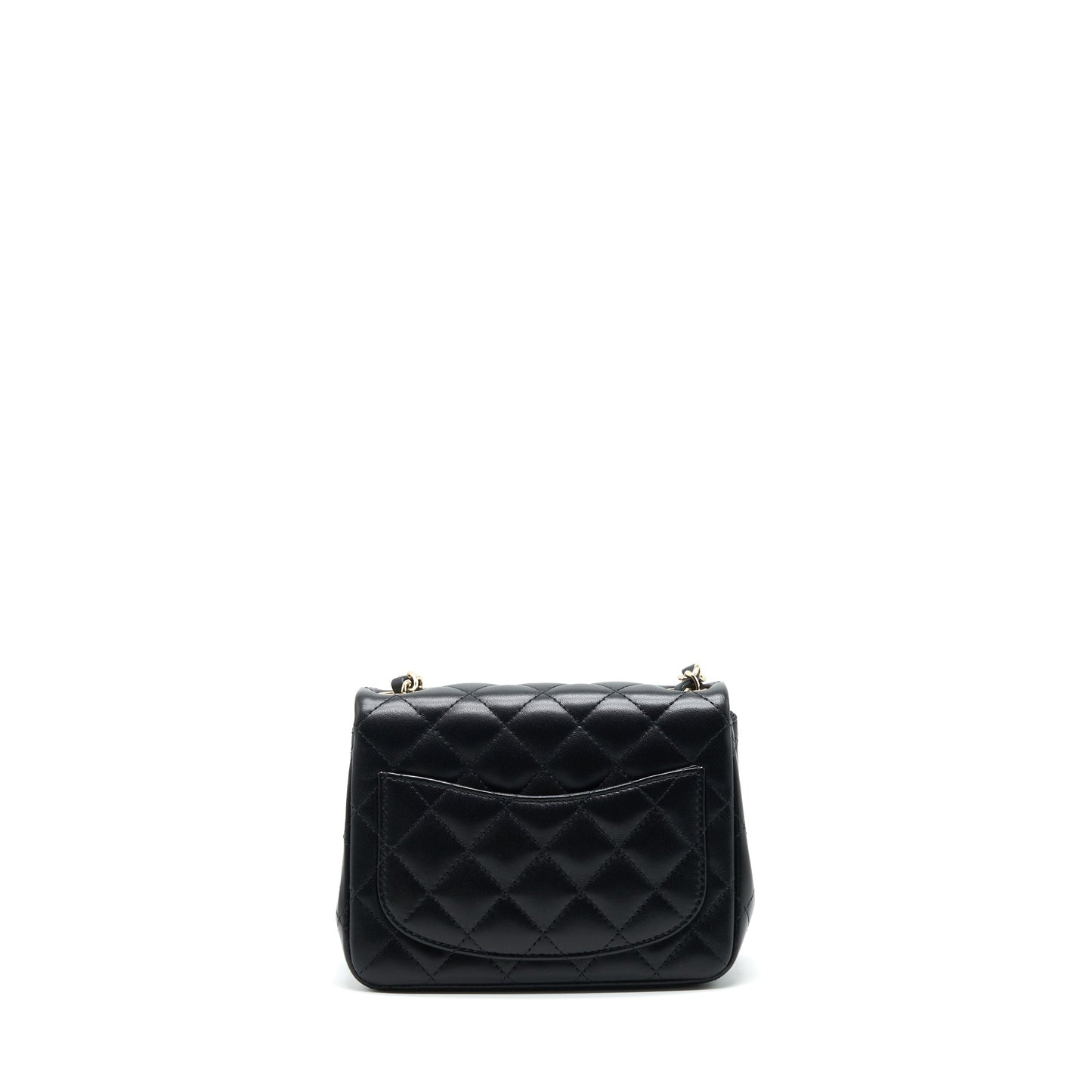 Chanel 22C Square Flap Lambskin LGHW Microchip Black Shoulder Bag
