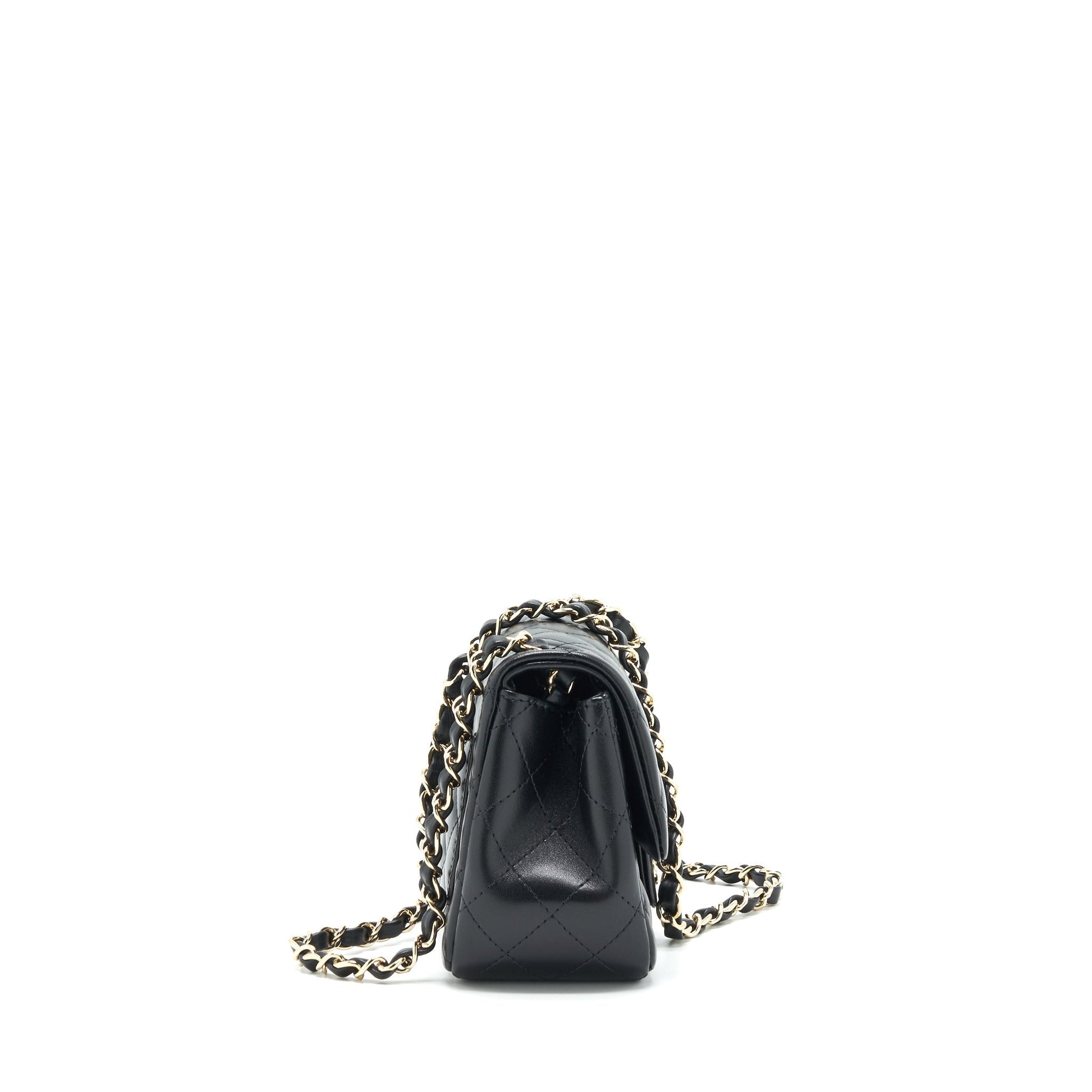 Chanel 22C Square Flap Lambskin LGHW Microchip Black Shoulder Bag