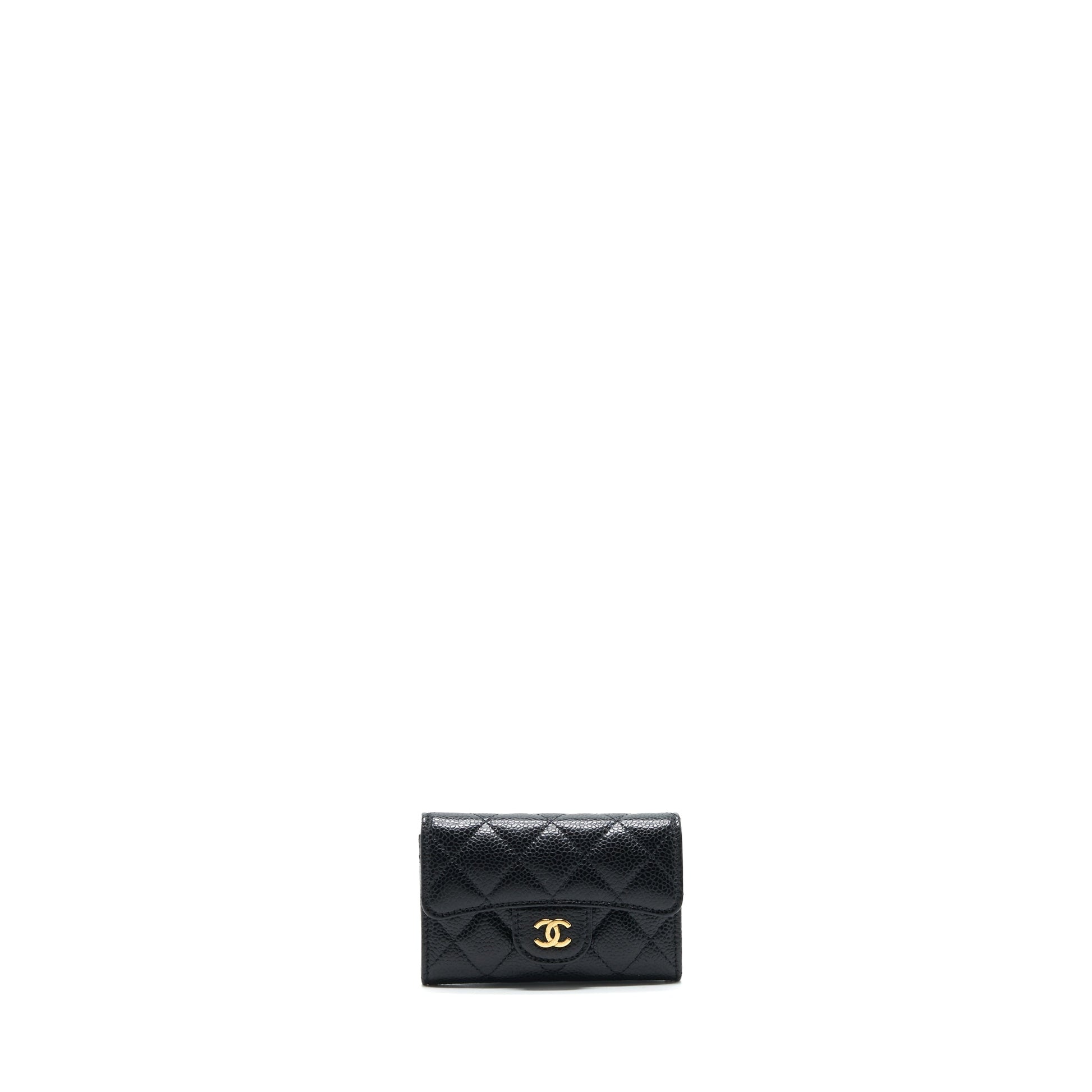 Chanel Classic flap card holder Caviar GHW Black Wallet Case