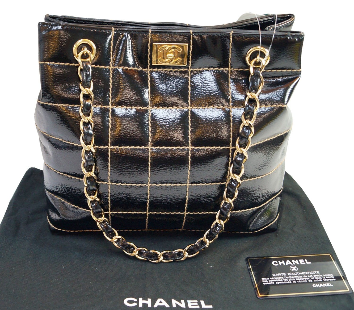 Chanel Square Stitch CC Black Travel Bag