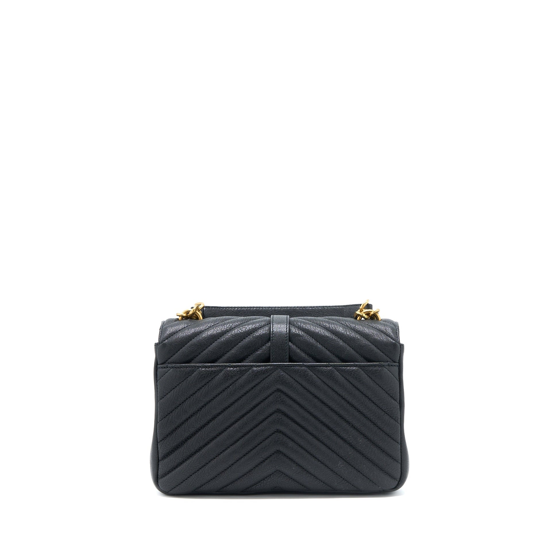 YSL Saint Laurent Saint Laurent College Purse Lambskin Brushed Travel Quilted Black Travel Bag