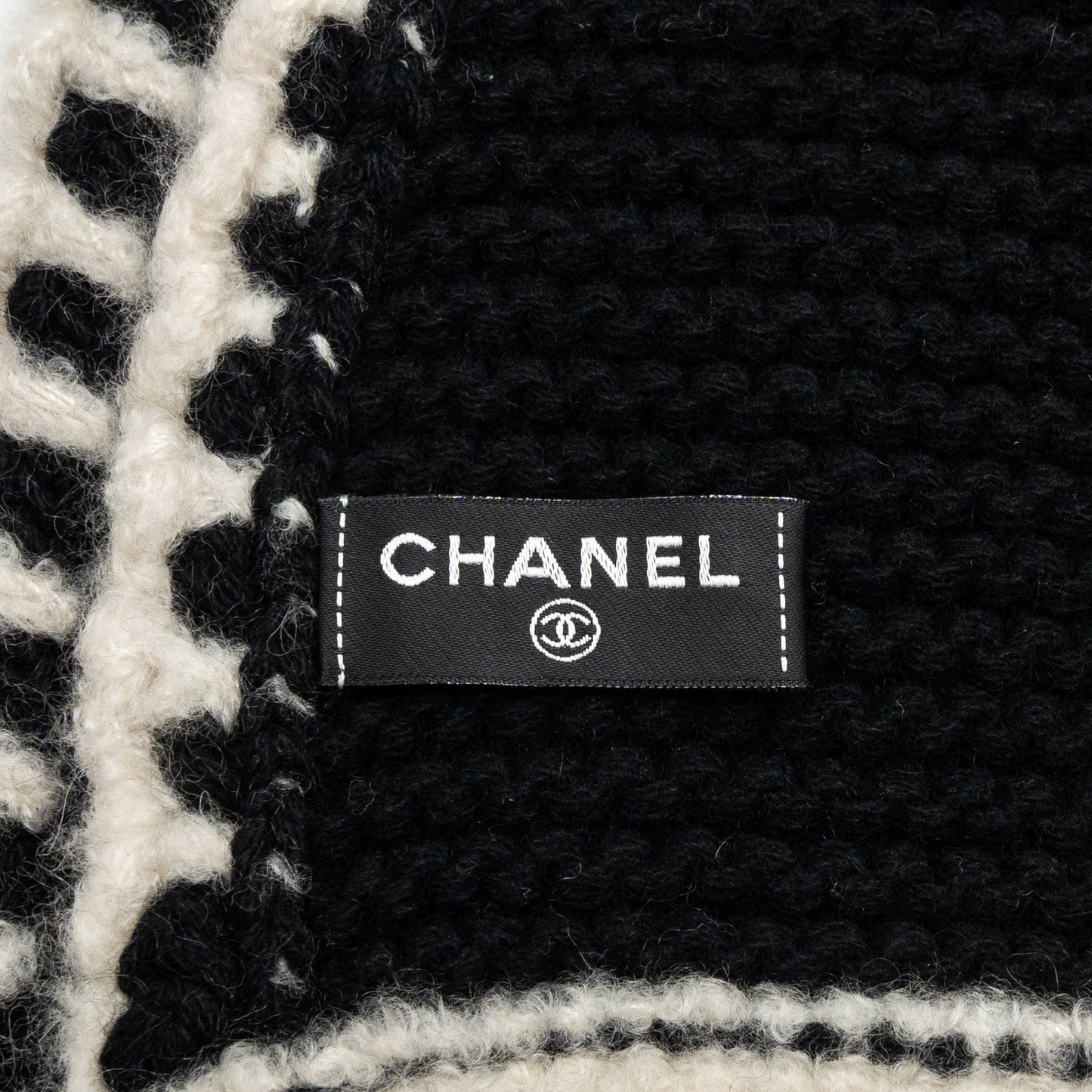 Chanel 23A cashmere scarf Black White White 1