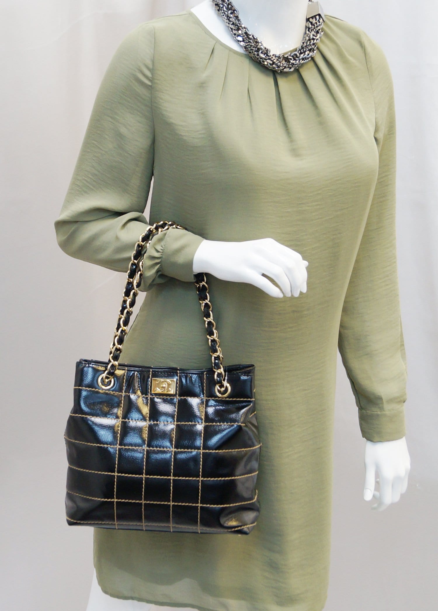 Chanel Square Stitch CC Black Travel Bag