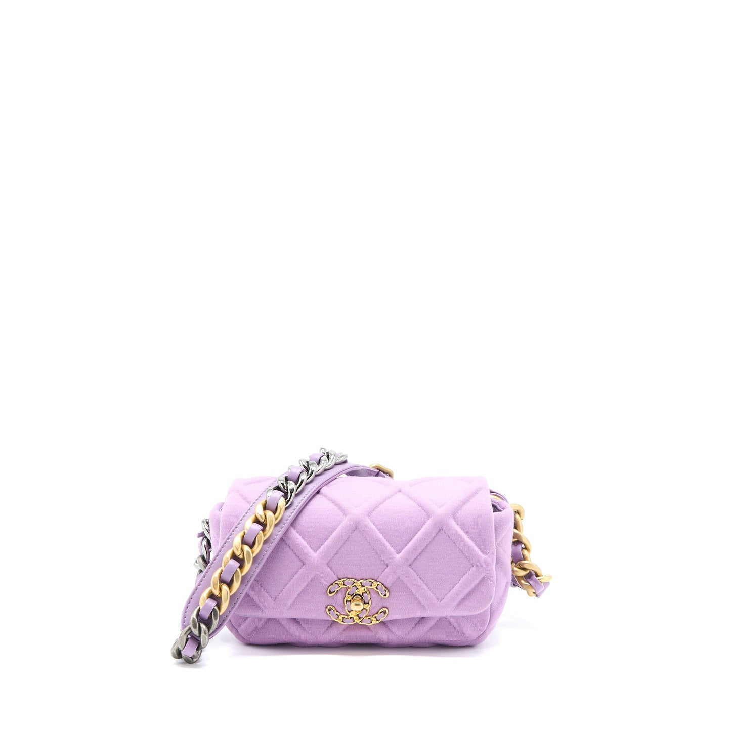 Chanel 19 Waist Quilted Jersey Lambskin Light Multicolour Handbag