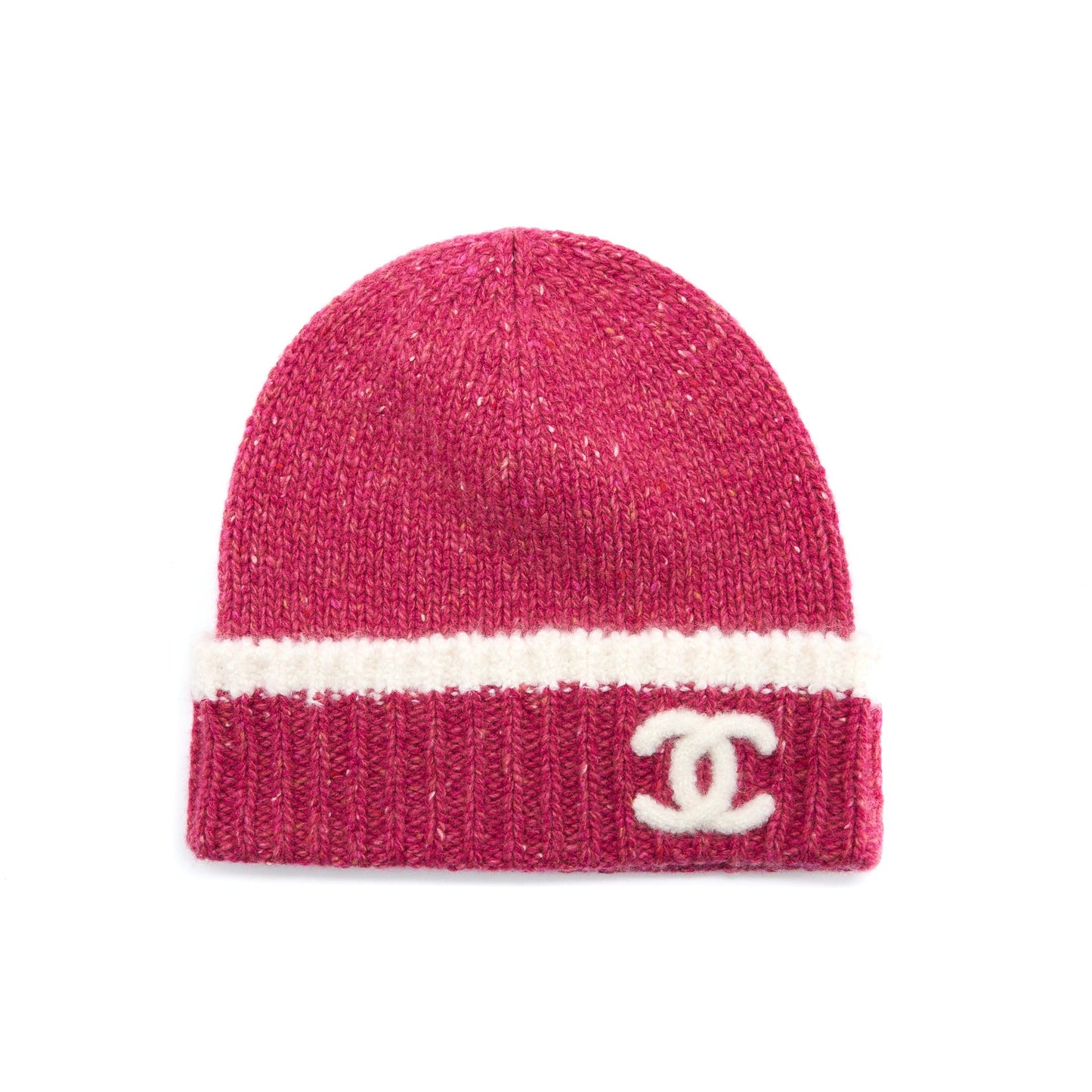Chanel Beanie Hat Cashmere White Pink