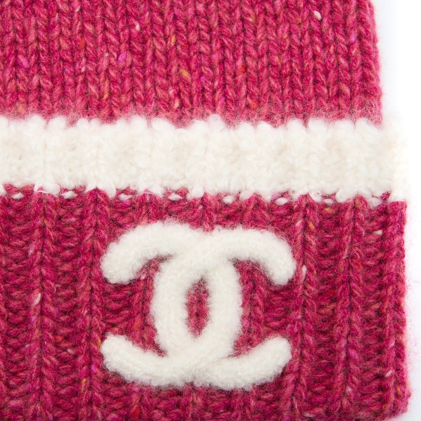 Chanel Beanie Hat Cashmere White Pink