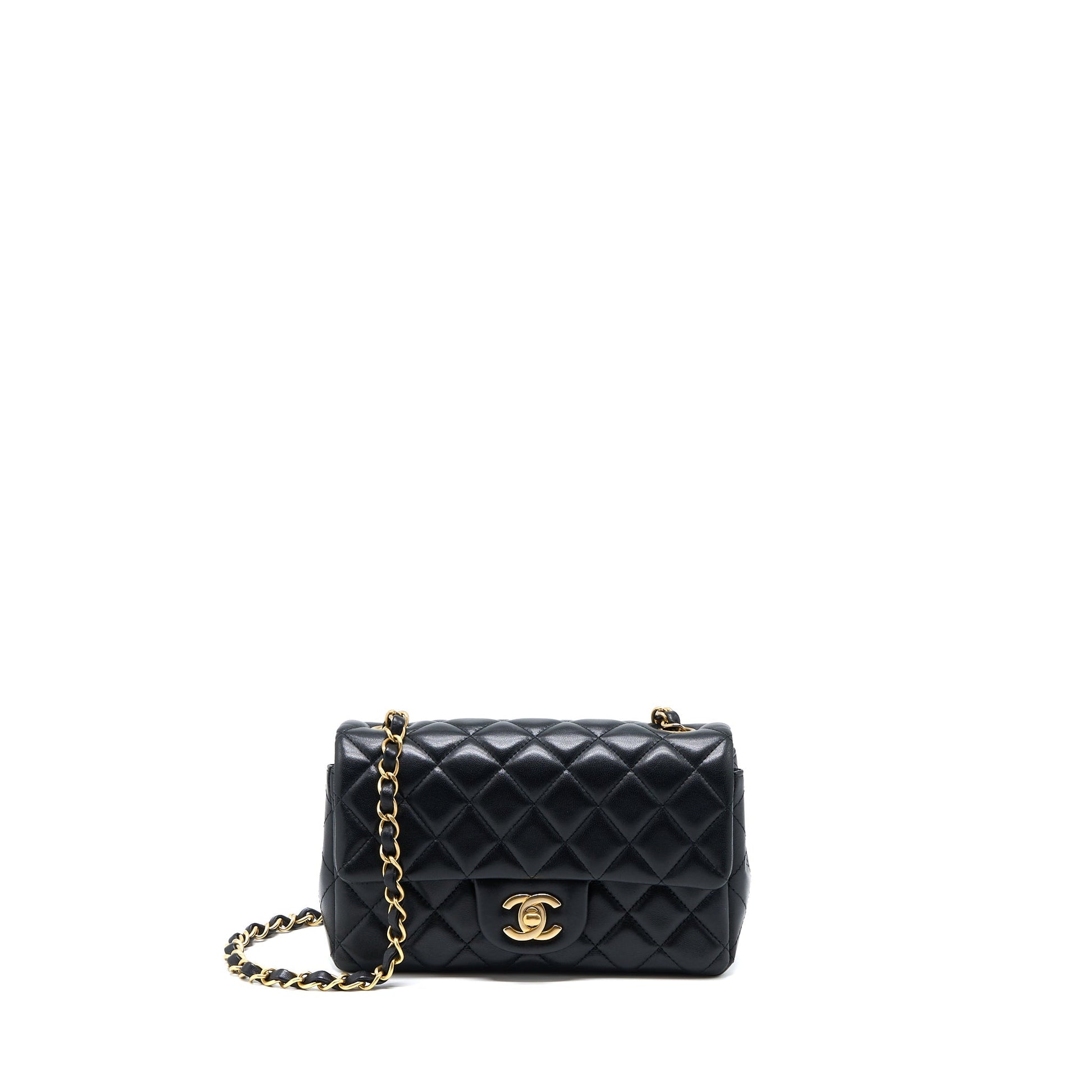 Chanel Rectangular Flap Lambskin GHW Black Shoulder Bag Ghw 1