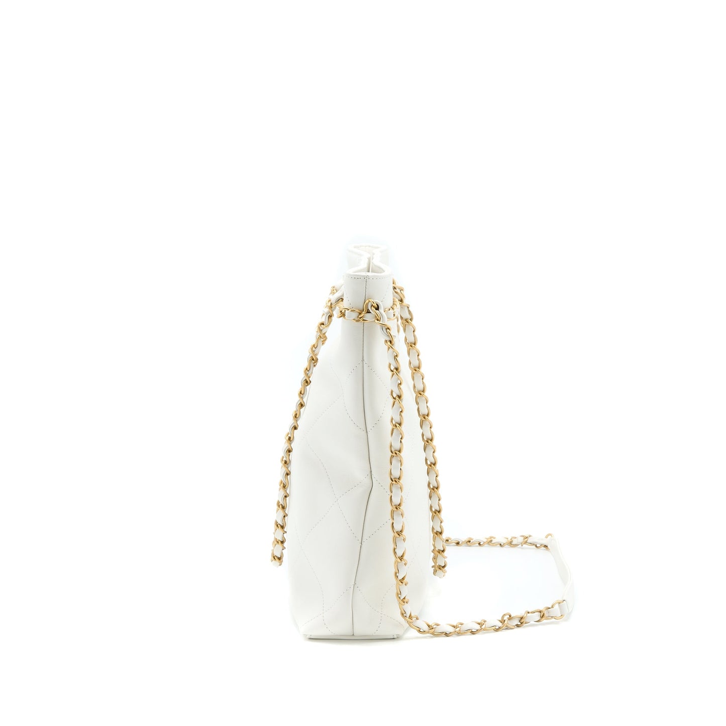 Chanel Quilted Calfskin Brushed GHW White Tote Bag