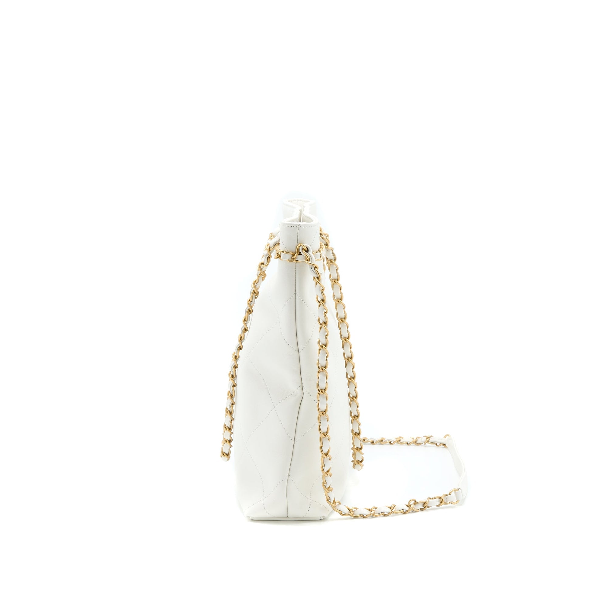 Chanel Quilted Calfskin Brushed GHW White Tote Bag