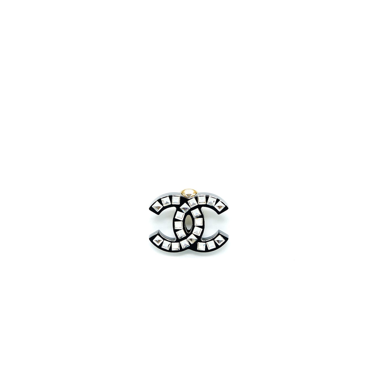 Chanel CC Logo Brooch Crystal Tone Gold Handbag