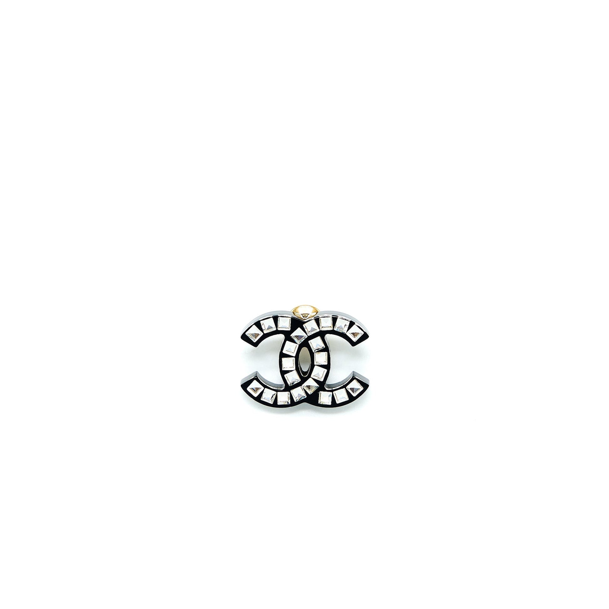 Chanel CC Logo Brooch Crystal Tone Gold Handbag