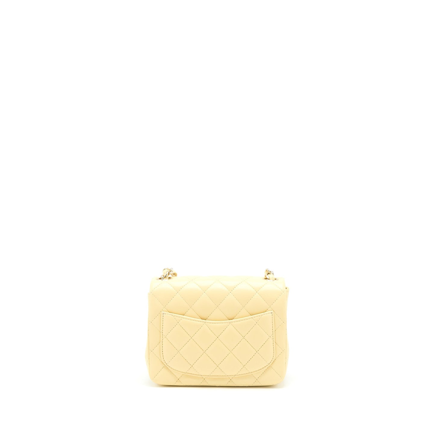 Chanel Square Flap Lambskin Light Yellow LGHW Shoulder Bag
