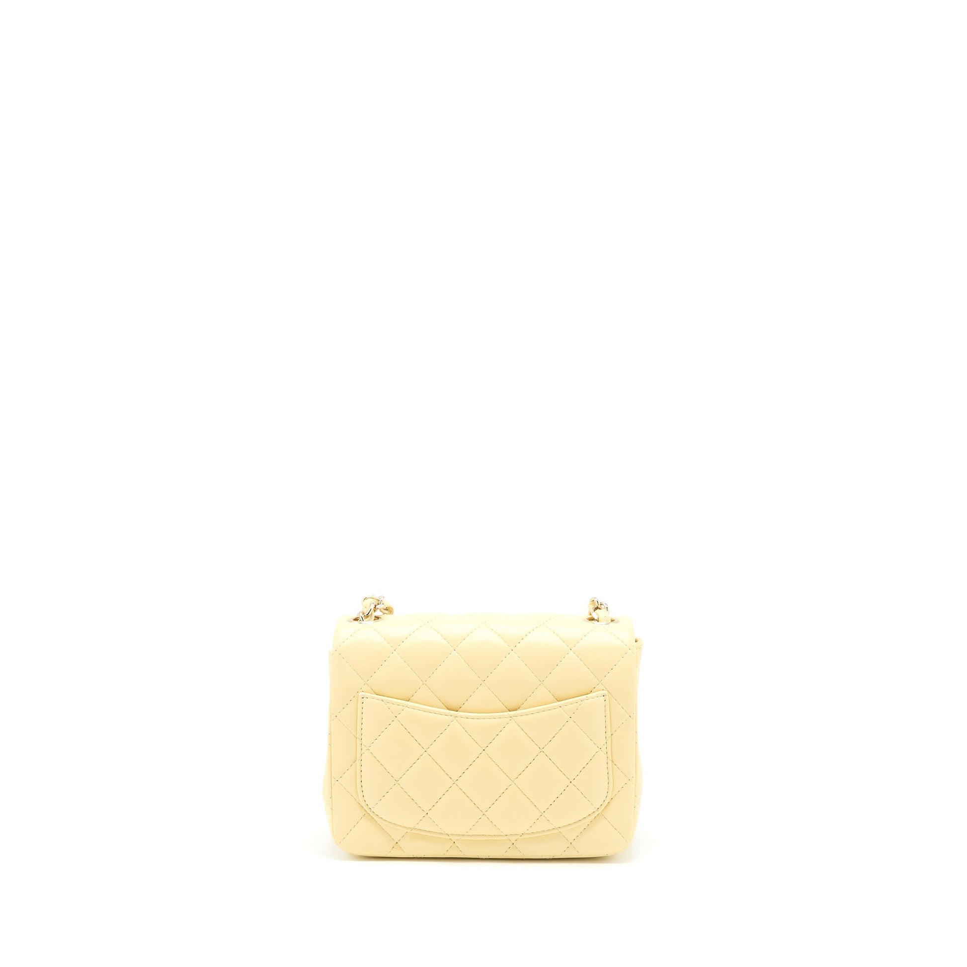 Chanel Square Flap Lambskin Light Yellow LGHW Shoulder Bag