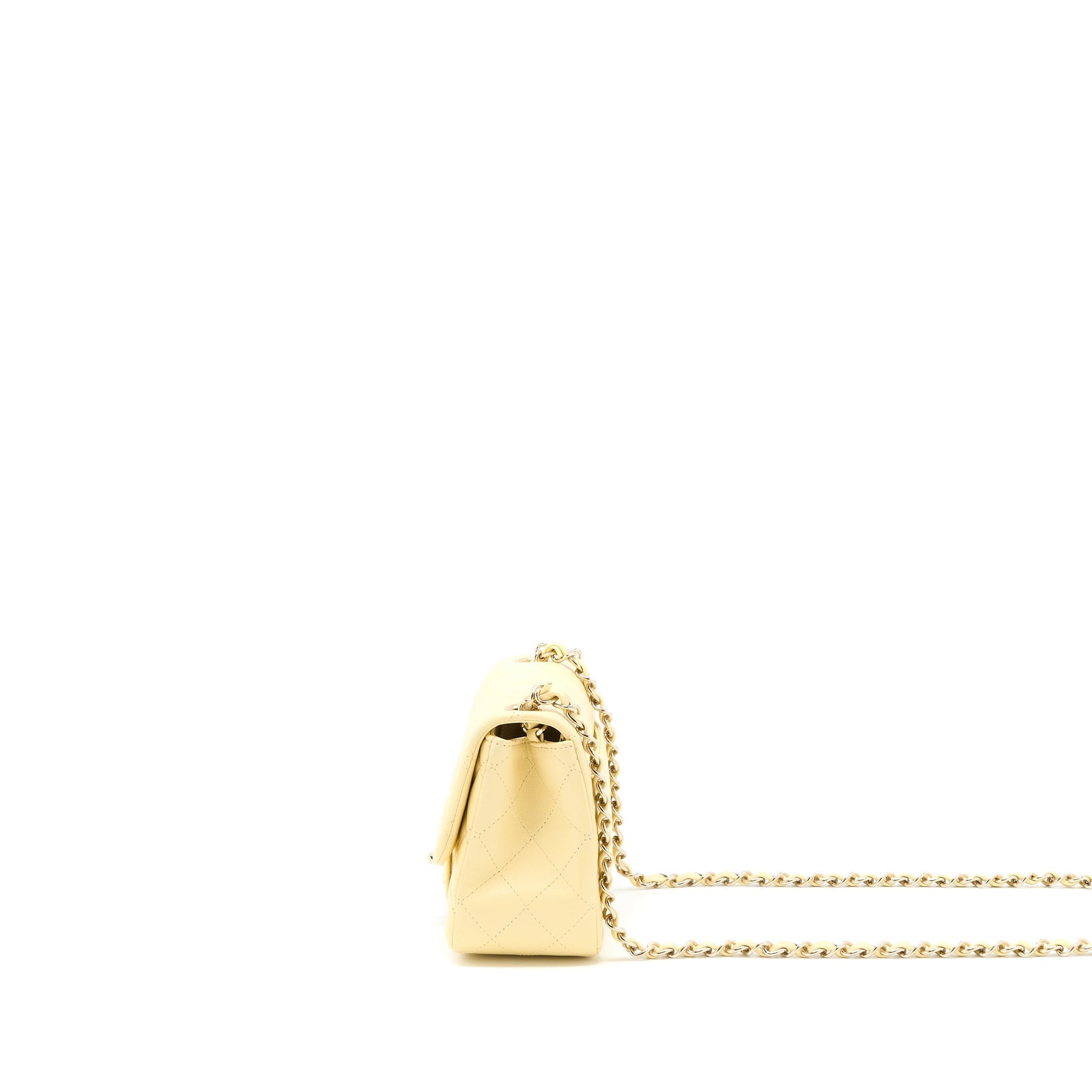 Chanel Square Flap Lambskin Light Yellow LGHW Shoulder Bag