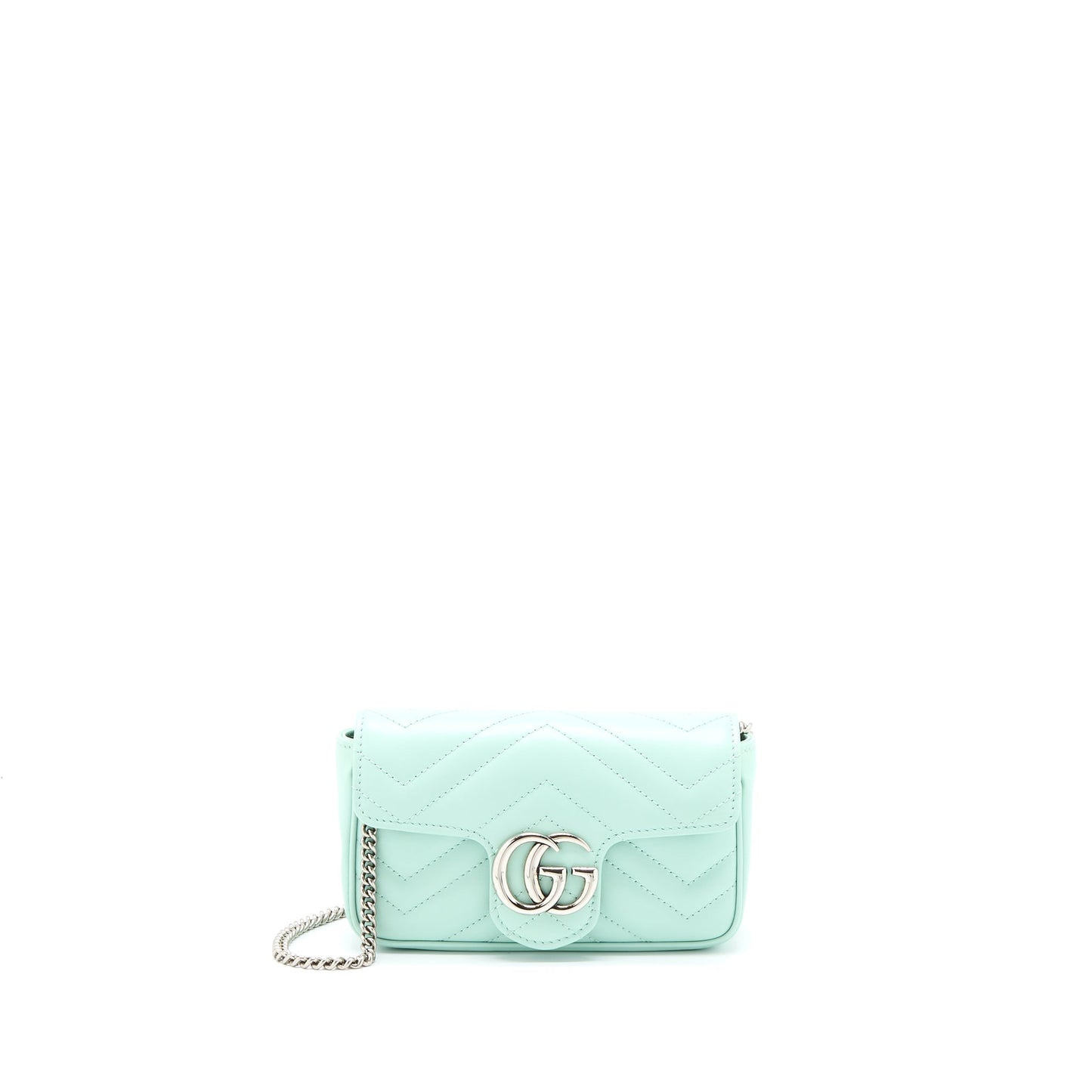 Gucci Marmont Super Bag Calfskin Mint Shw Green Mini Travel Bag
