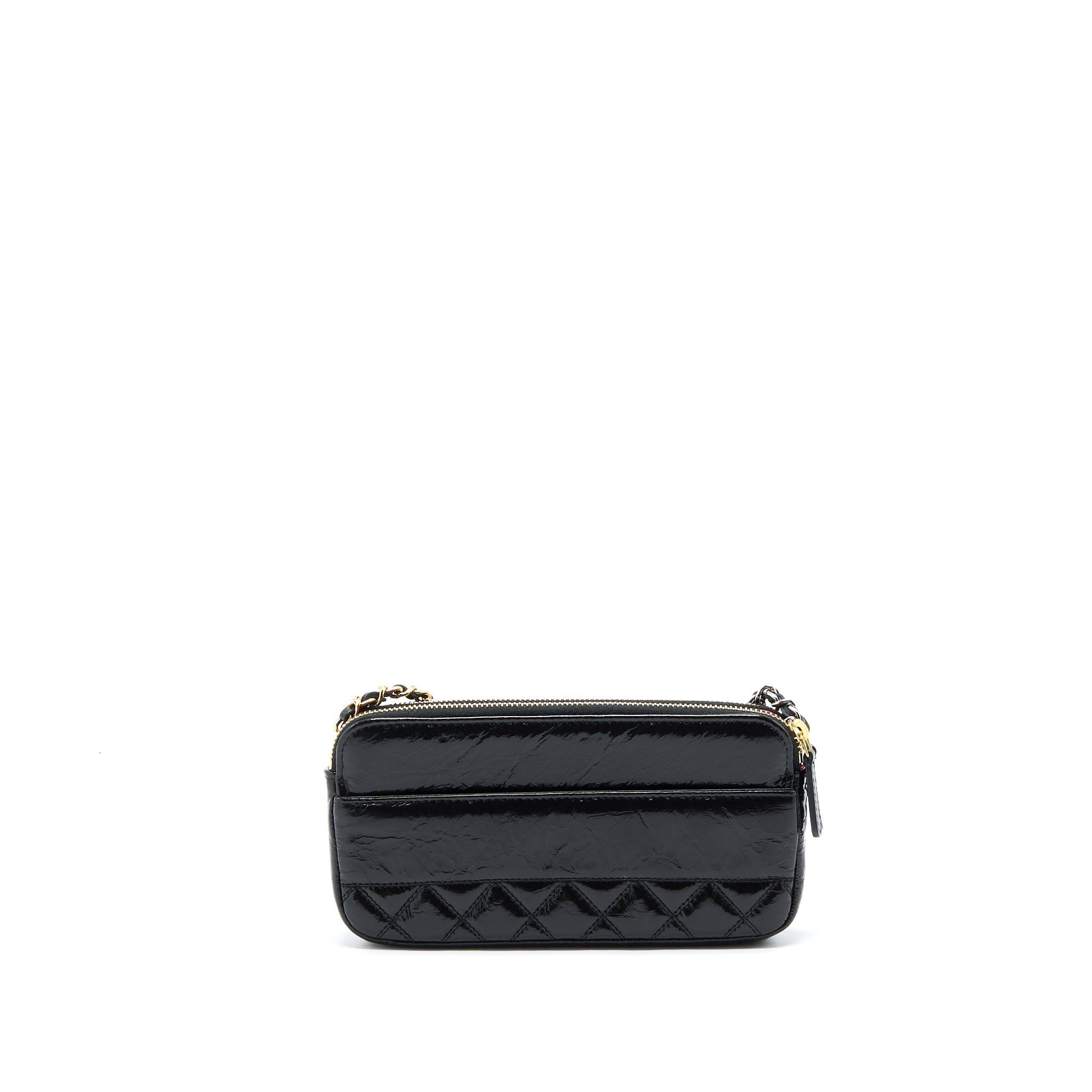 Chanel Double Zip On Aged Calfskin Hardware Multicolour Black Wallet Case