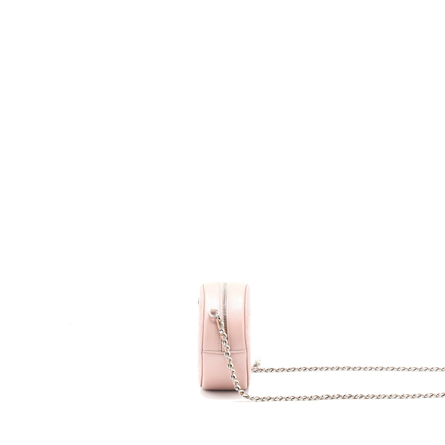 Chanel Round Camellia Calfskin Nude SHW Pink Clutch Bag