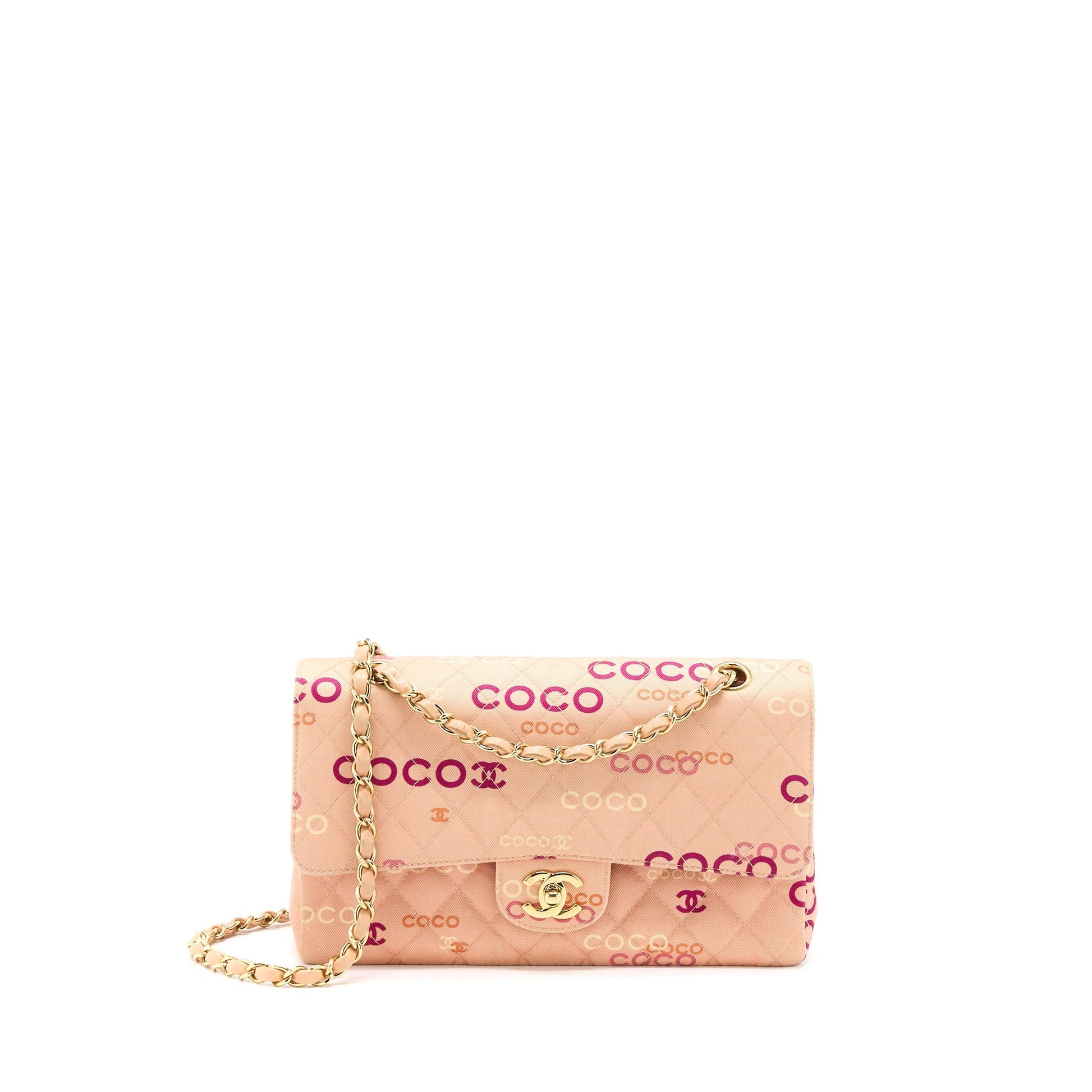 Chanel Coco Classic Flap Fabric GHW Pink Shoulder Bag