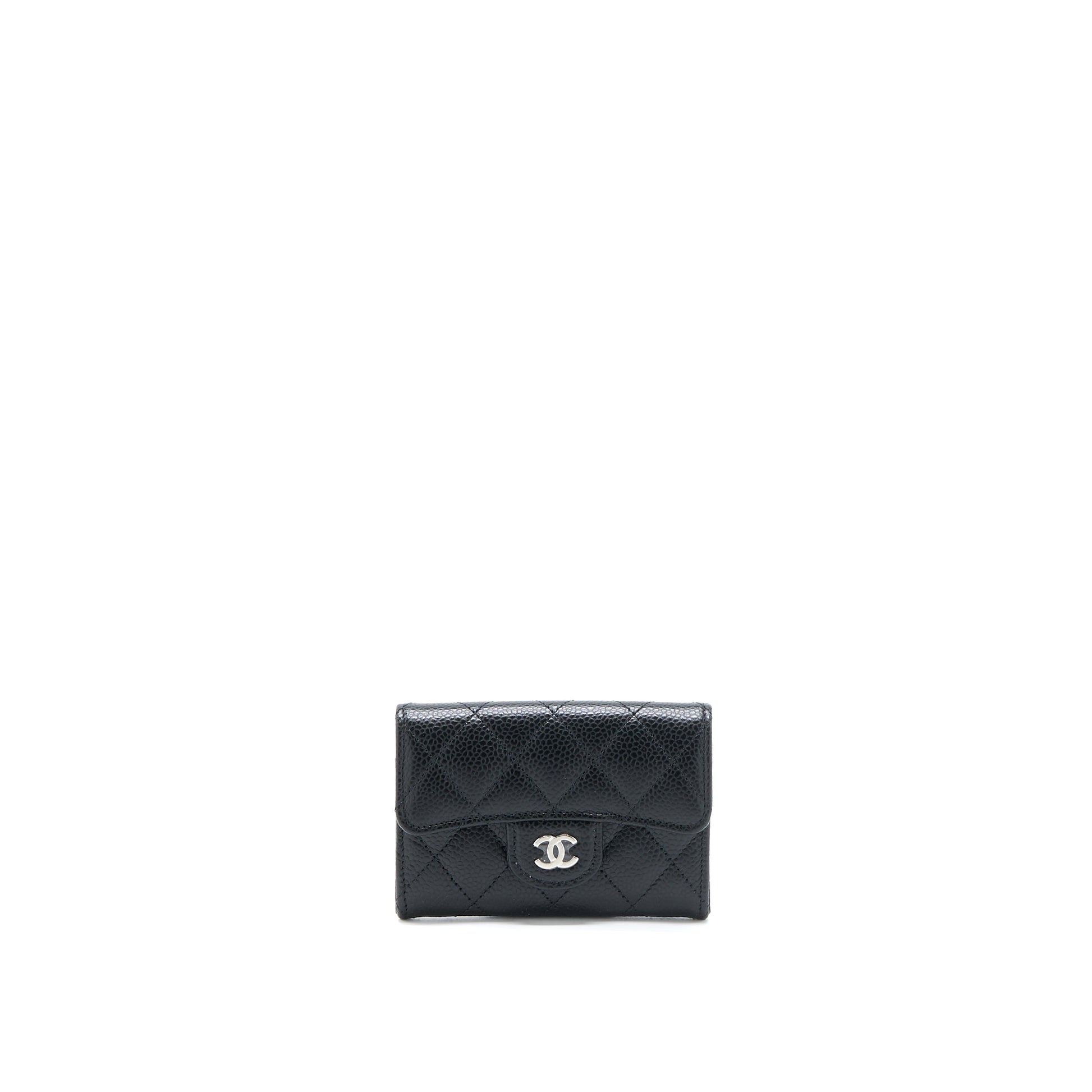 Chanel Classic Quilted Flap Card Holder Caviar Black Wallet Case