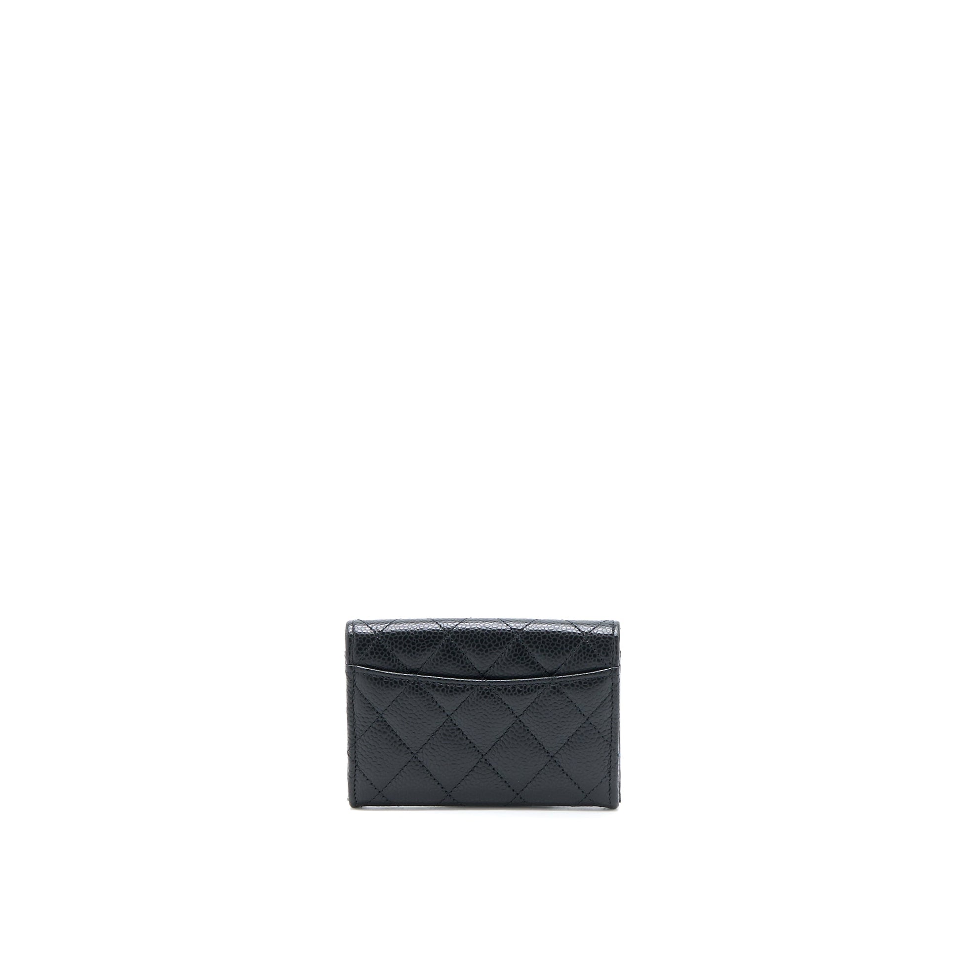 Chanel Classic Quilted Flap Card Holder Caviar Black Wallet Case