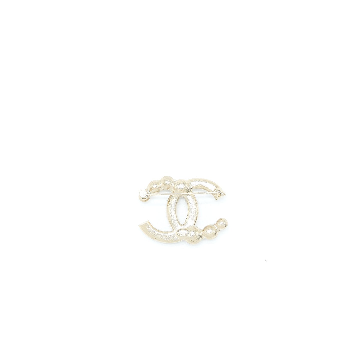 Chanel CC Logo Brooch Crystal Pearl Light Gold Handbag
