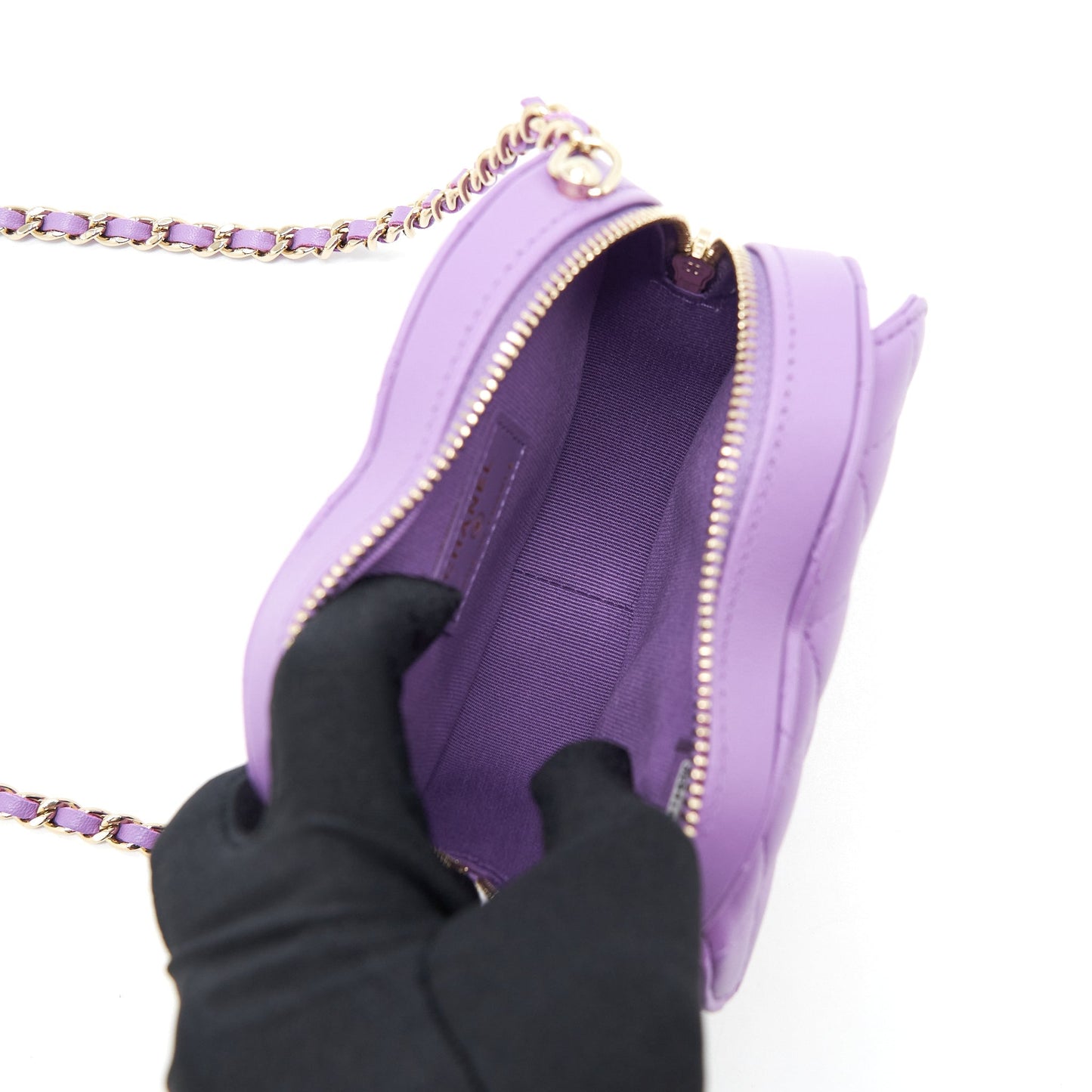 Chanel 22S Heart Lambskin Purple LGHW Small Handbag