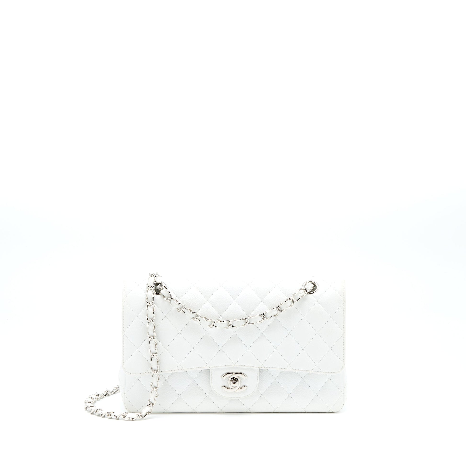 Chanel Classic Flap Caviar SHW White Handbag