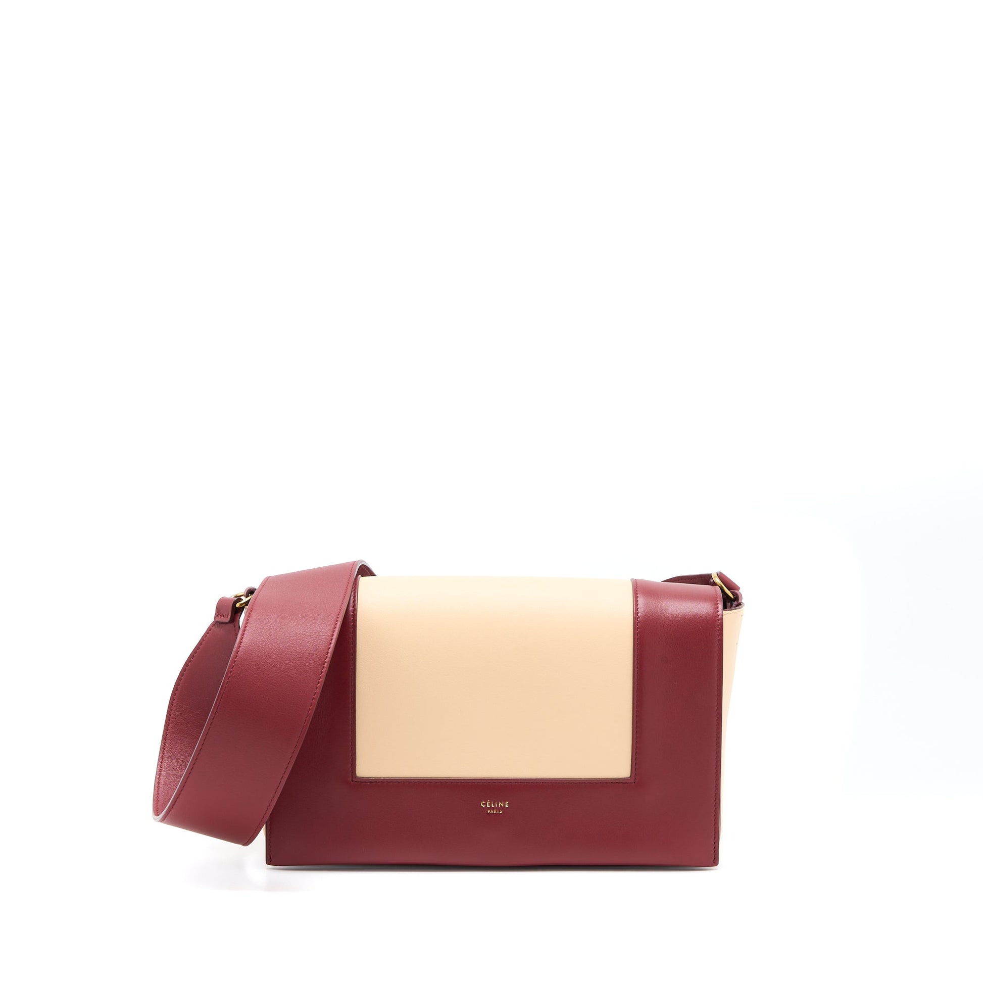 Celine Frame Purse Calfskin Ruby Nude Handbag Travel Bag
