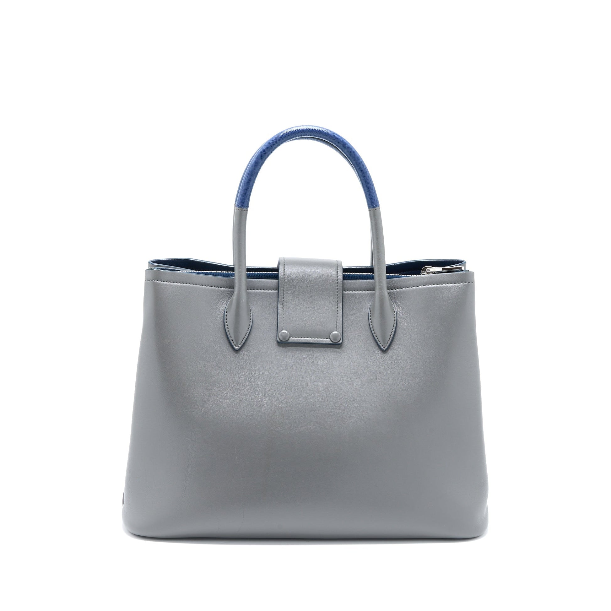 Prada Shopping Tote Purse Soft Calfskin Grey Handbag Tote Bag