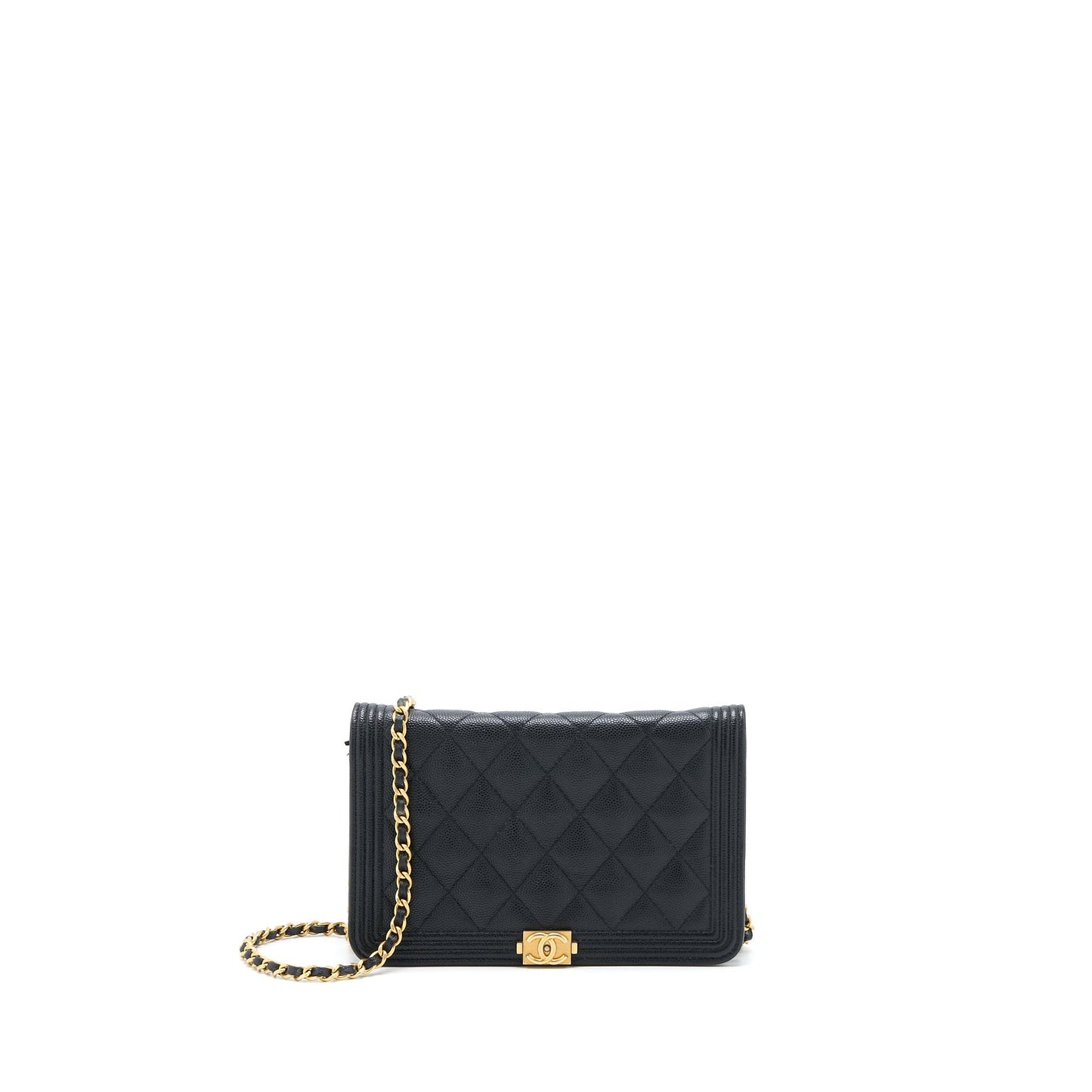 Chanel Classic Boy On Caviar GHW Black Wallet Case