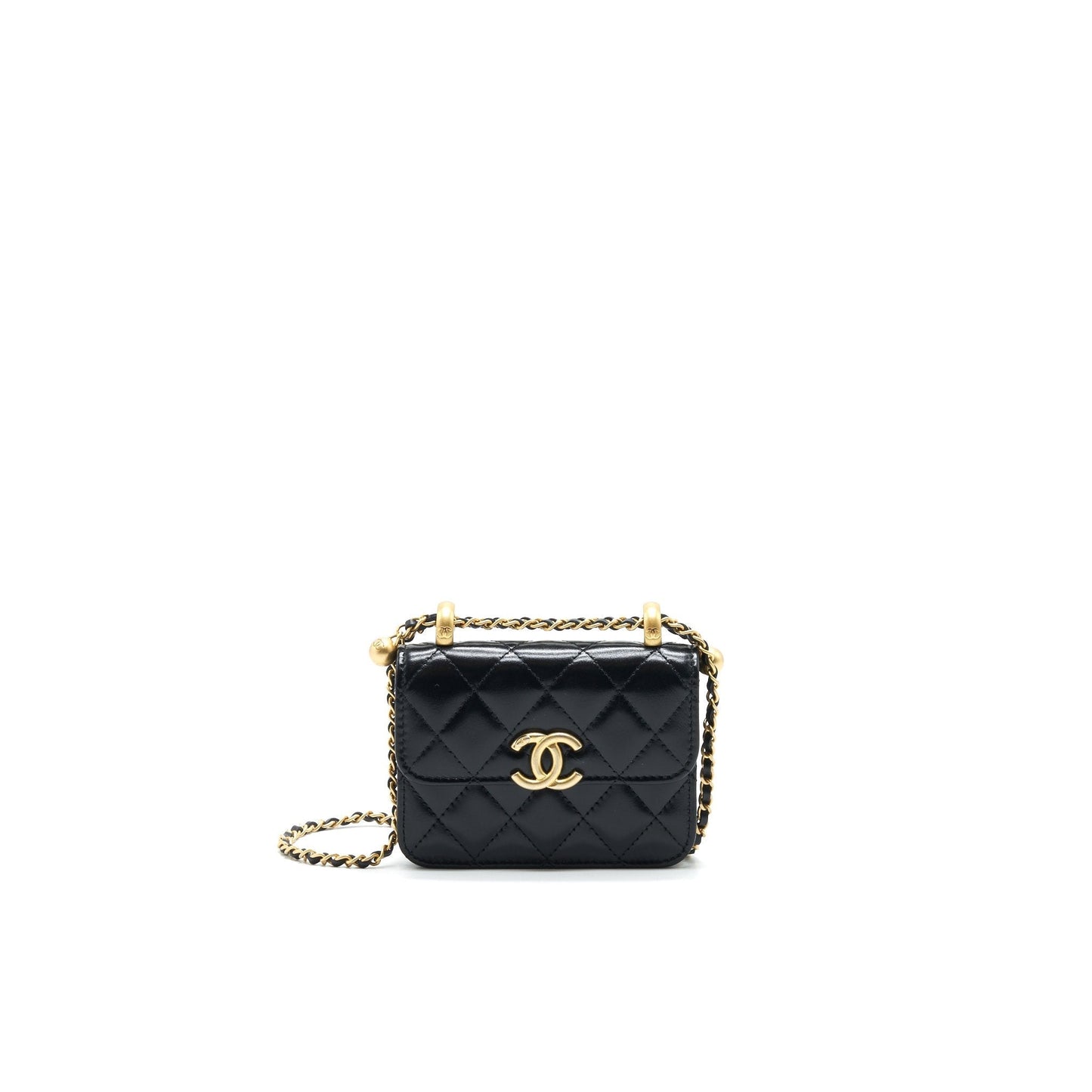 Chanel 21A Flap Coin Purse GHW calfskin Black Wallet Case