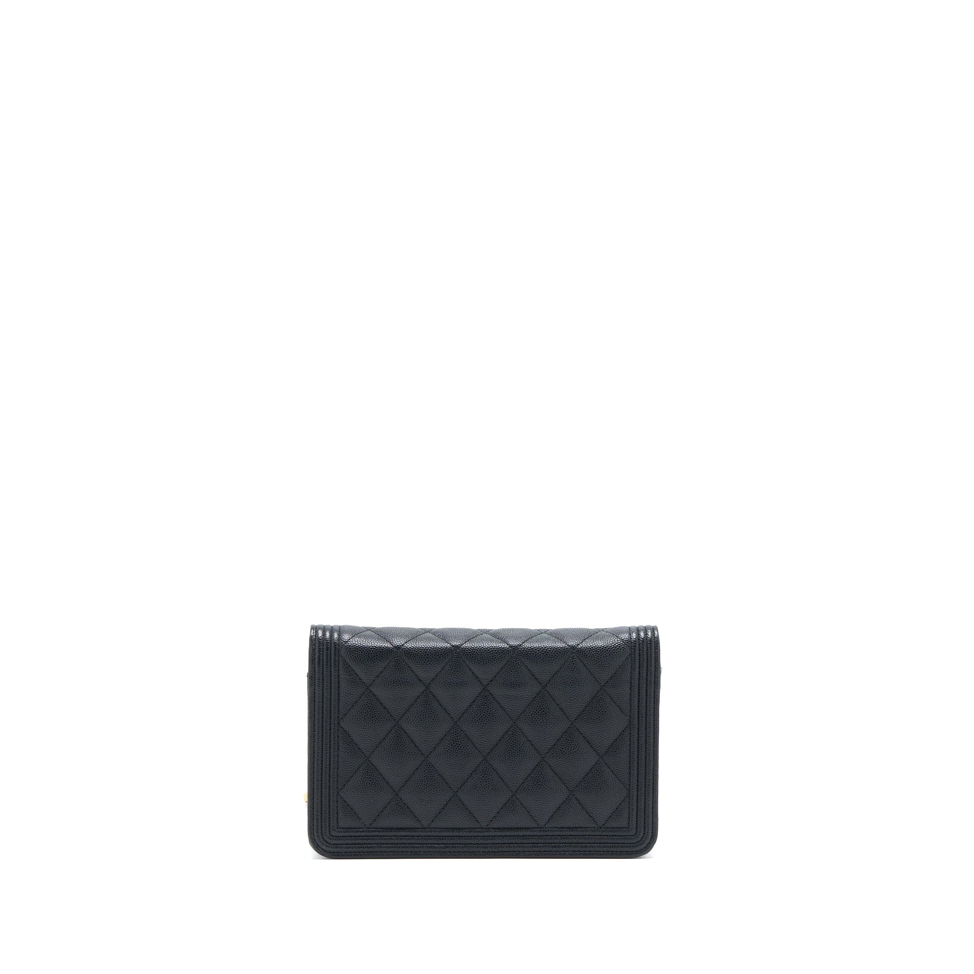 Chanel Classic Boy On Caviar GHW Black Wallet Case