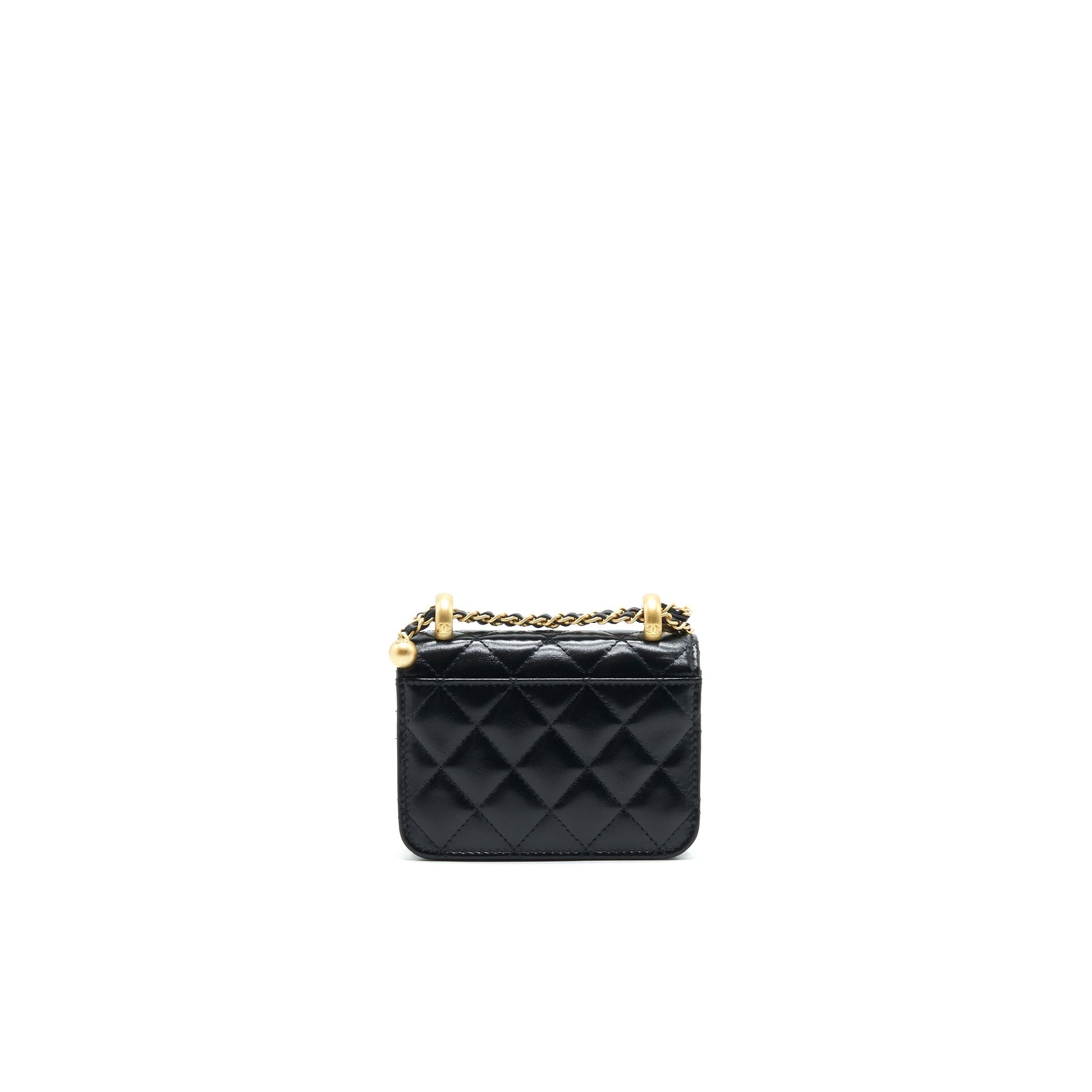 Chanel 21A Flap Coin Purse GHW calfskin Black Wallet Case
