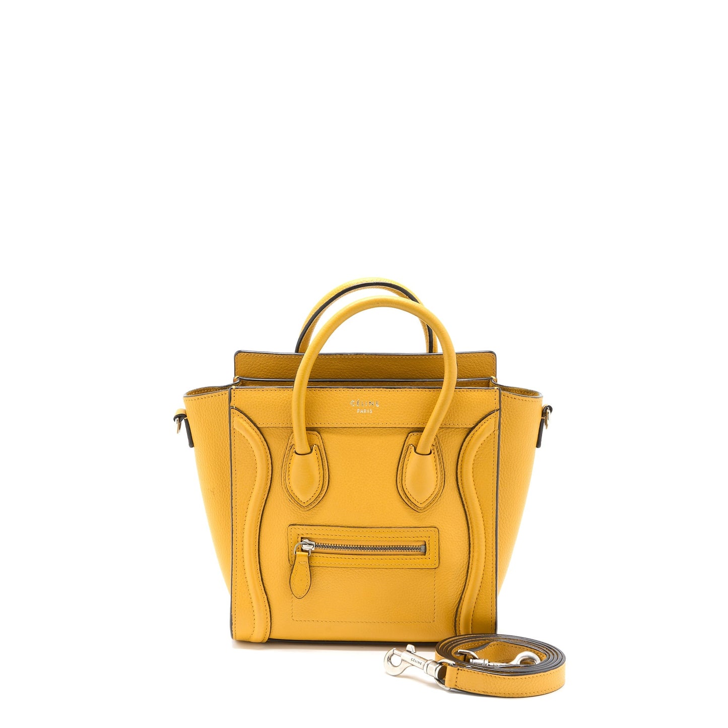 Celine Nano Luggage Purse Calfskin Yellow Handbag Travel Bag