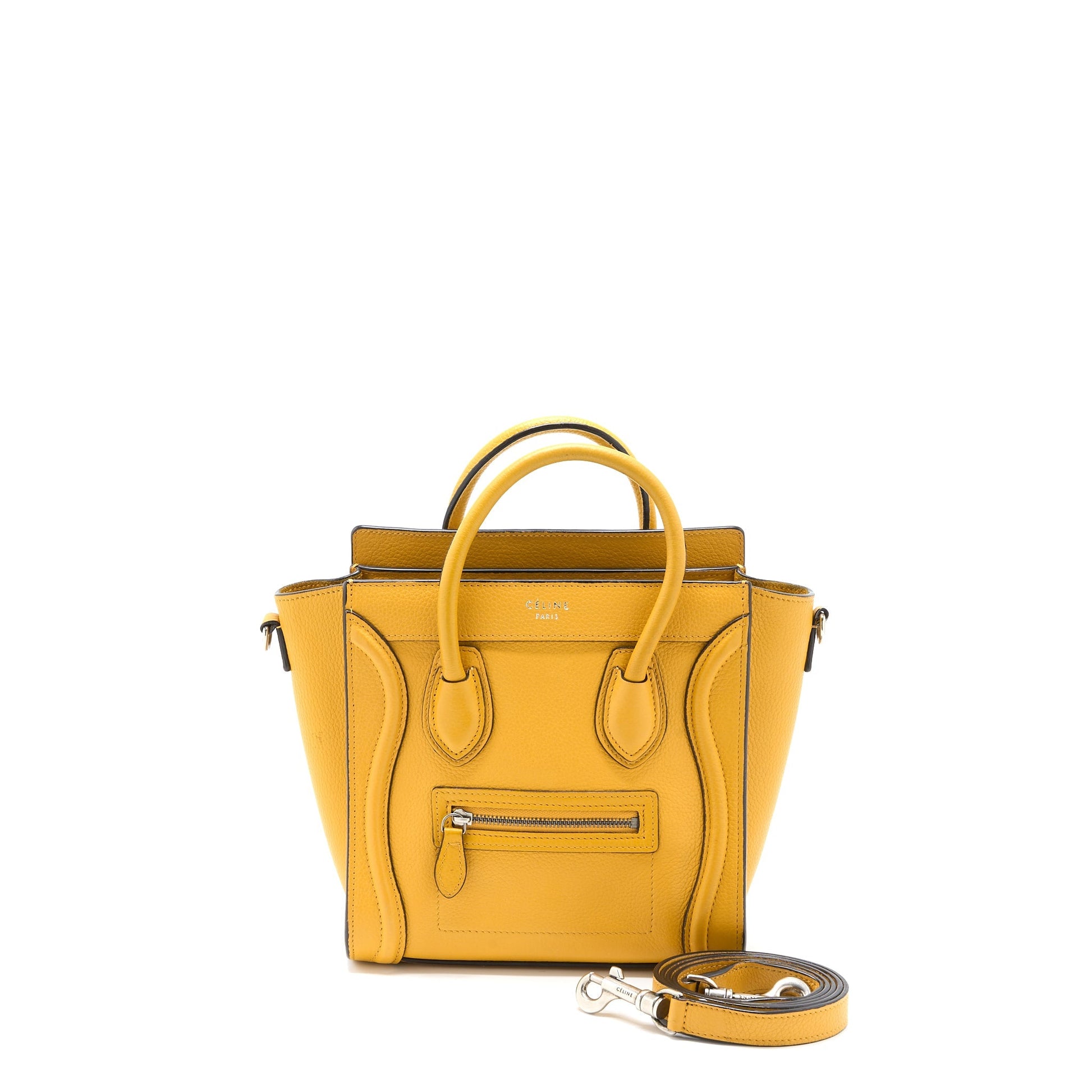 Celine Nano Luggage Purse Calfskin Yellow Handbag Travel Bag