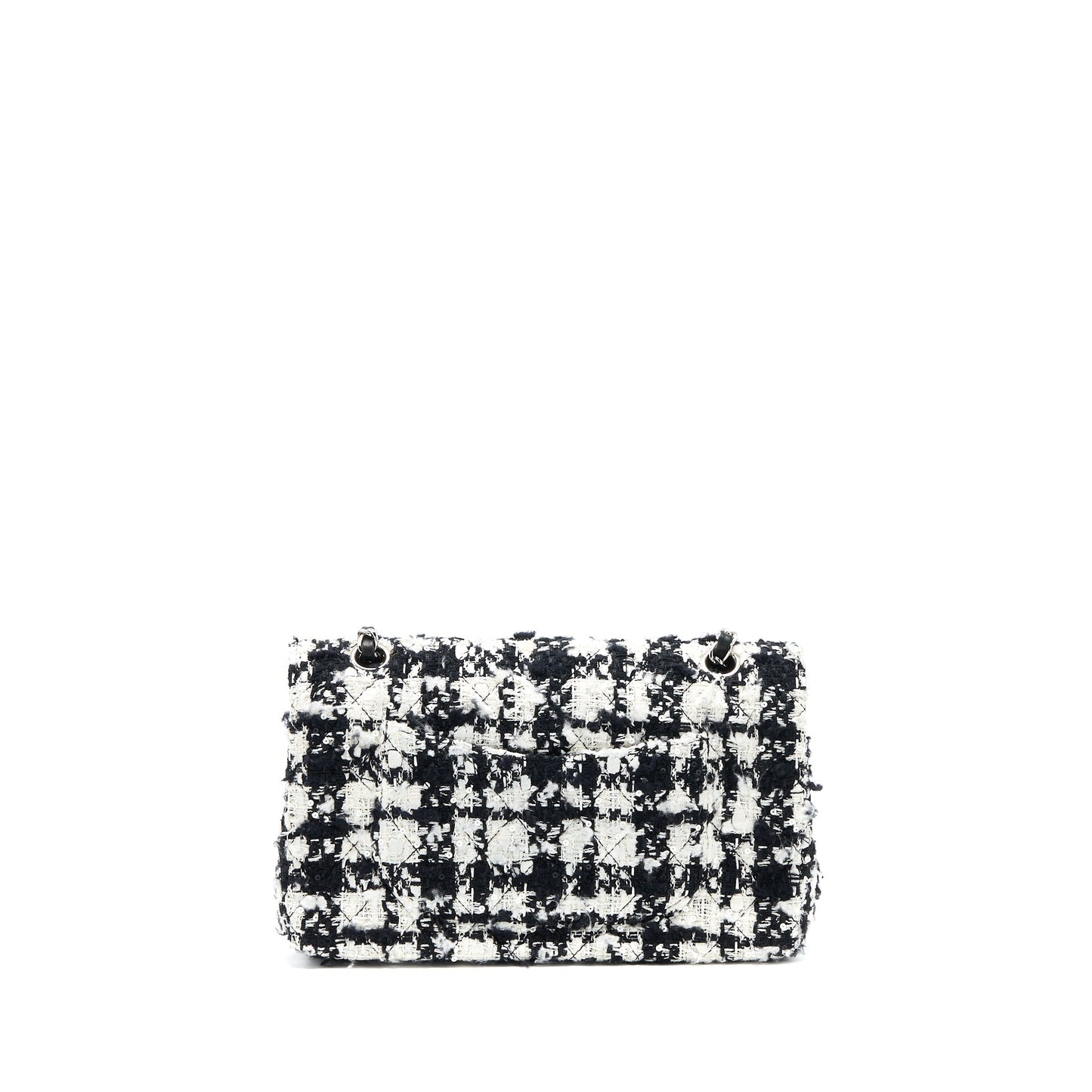 Chanel Classic Flap Tweed SHW Black White Shoulder Bag