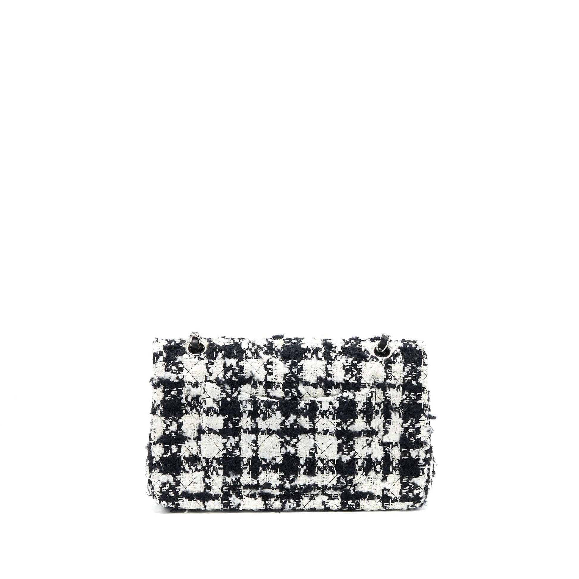 Chanel Classic Flap Tweed SHW Black White Shoulder Bag