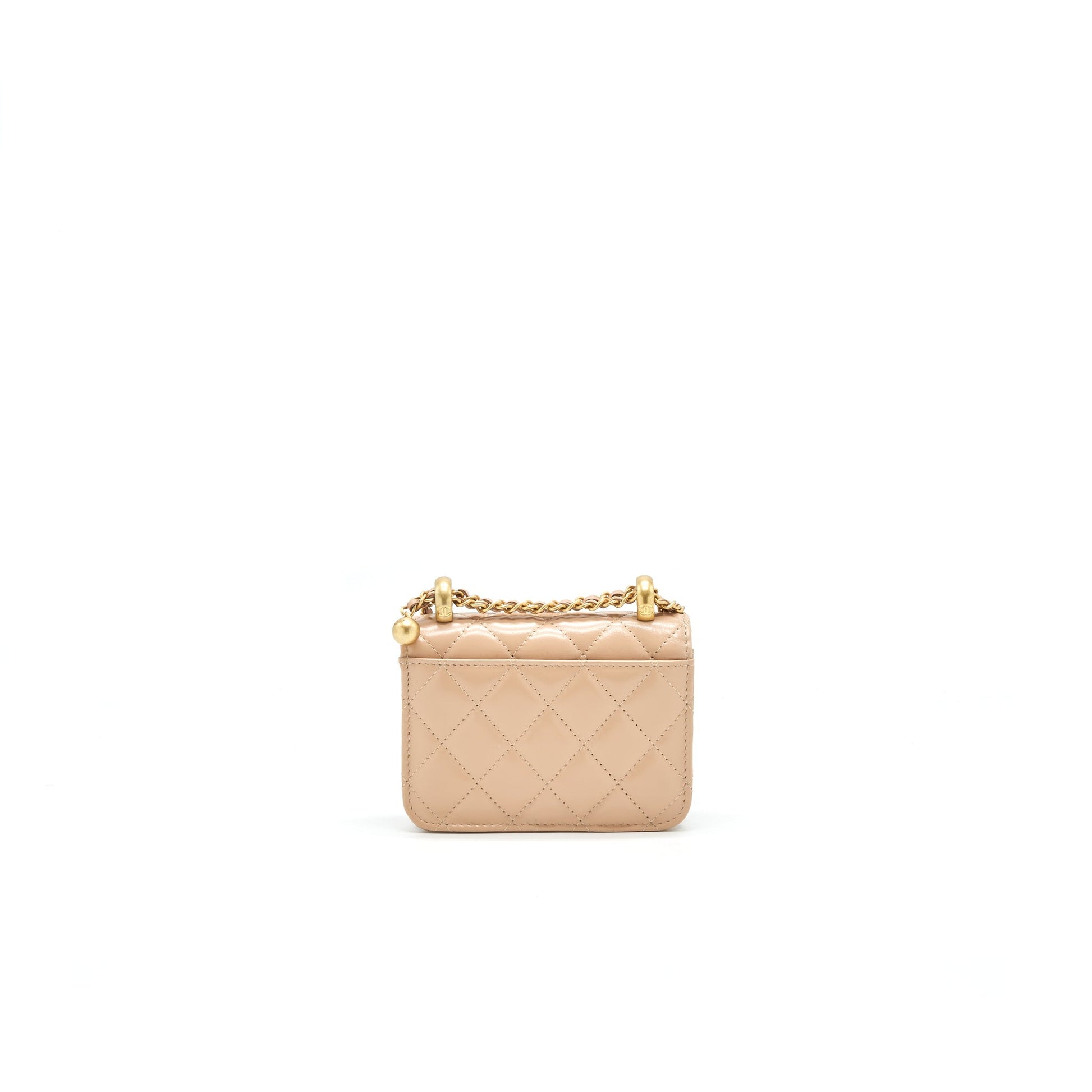 Chanel 21A Flap Coin Purse with Chain beige