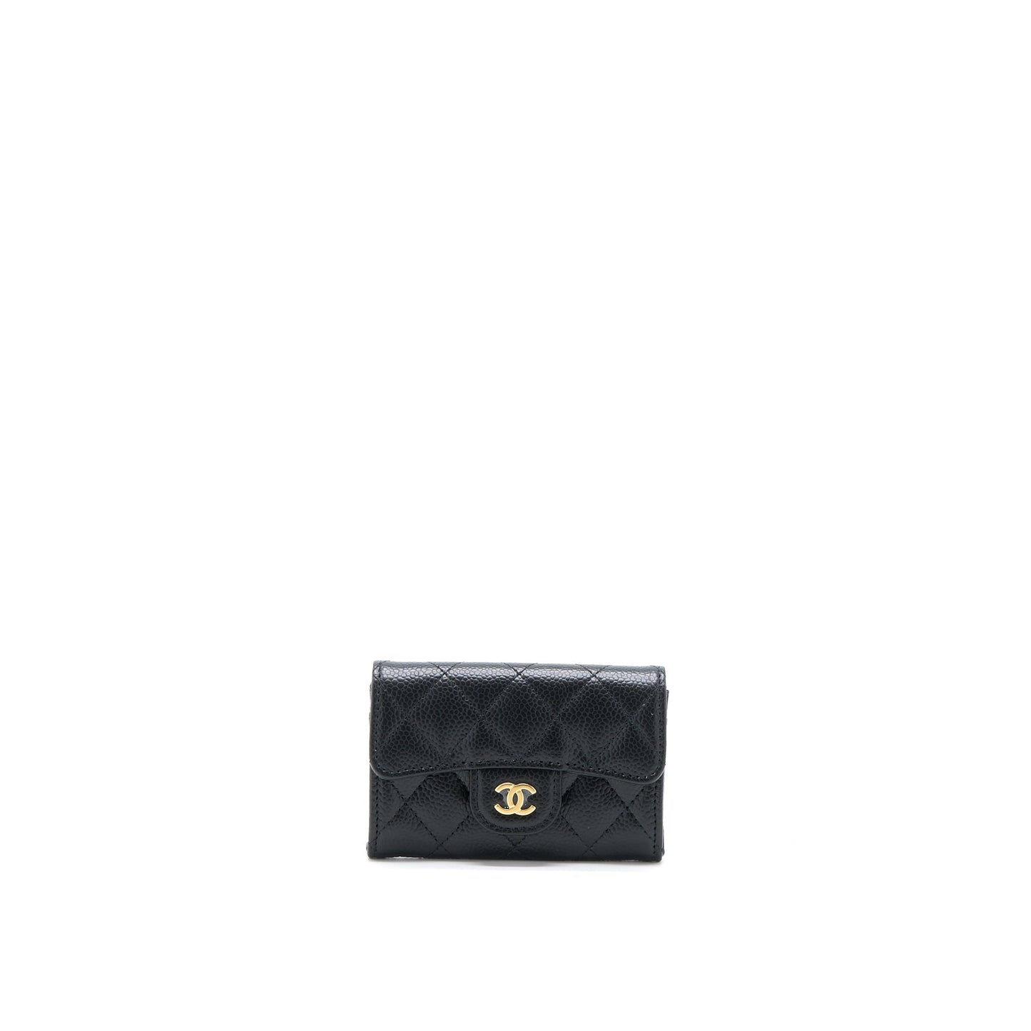 Chanel Classic Flap Card Holder Caviar GHW Black Wallet Case Microchip 1
