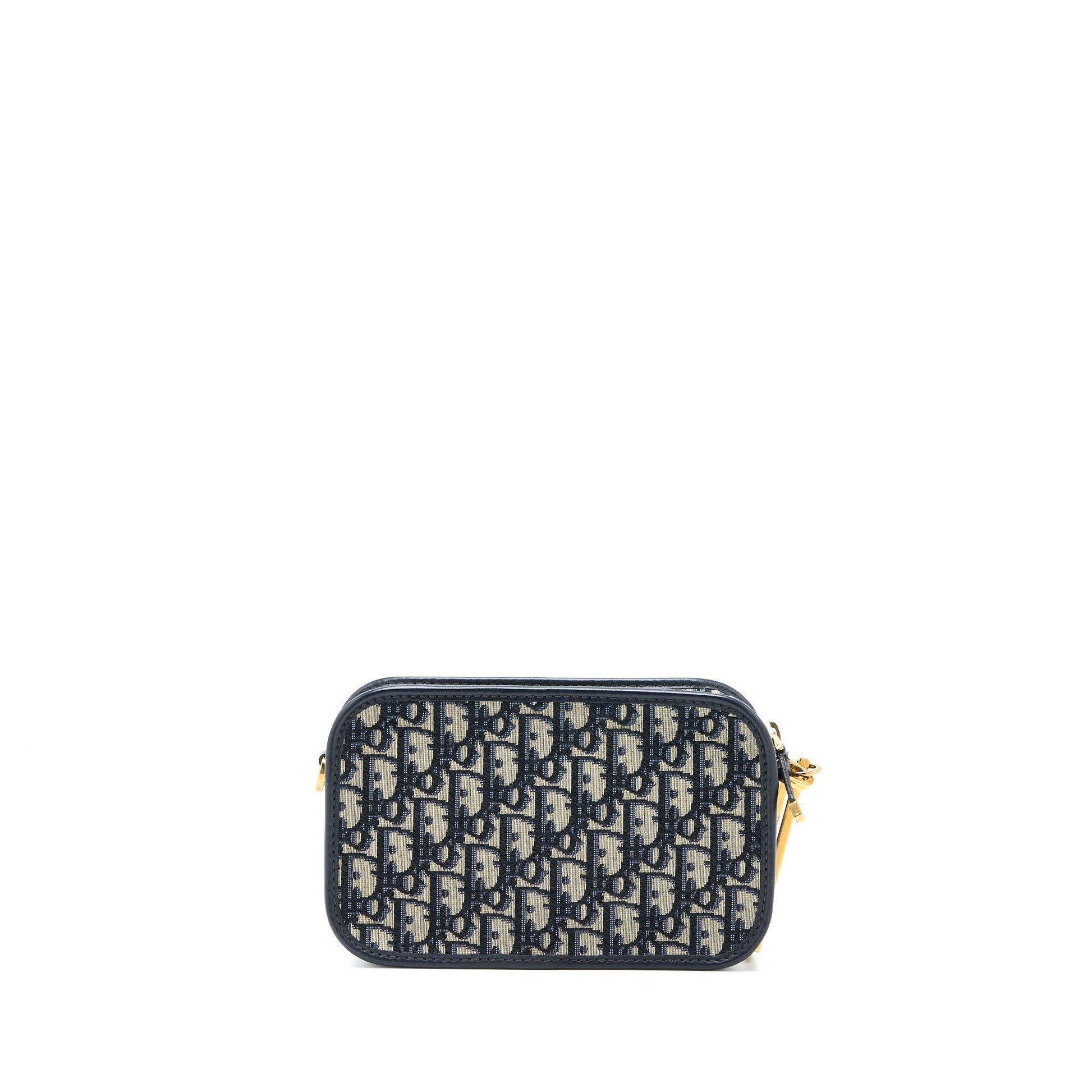 Dior quake Pouch Oblique With An Extra Strap Canvas Blue Travel Bag