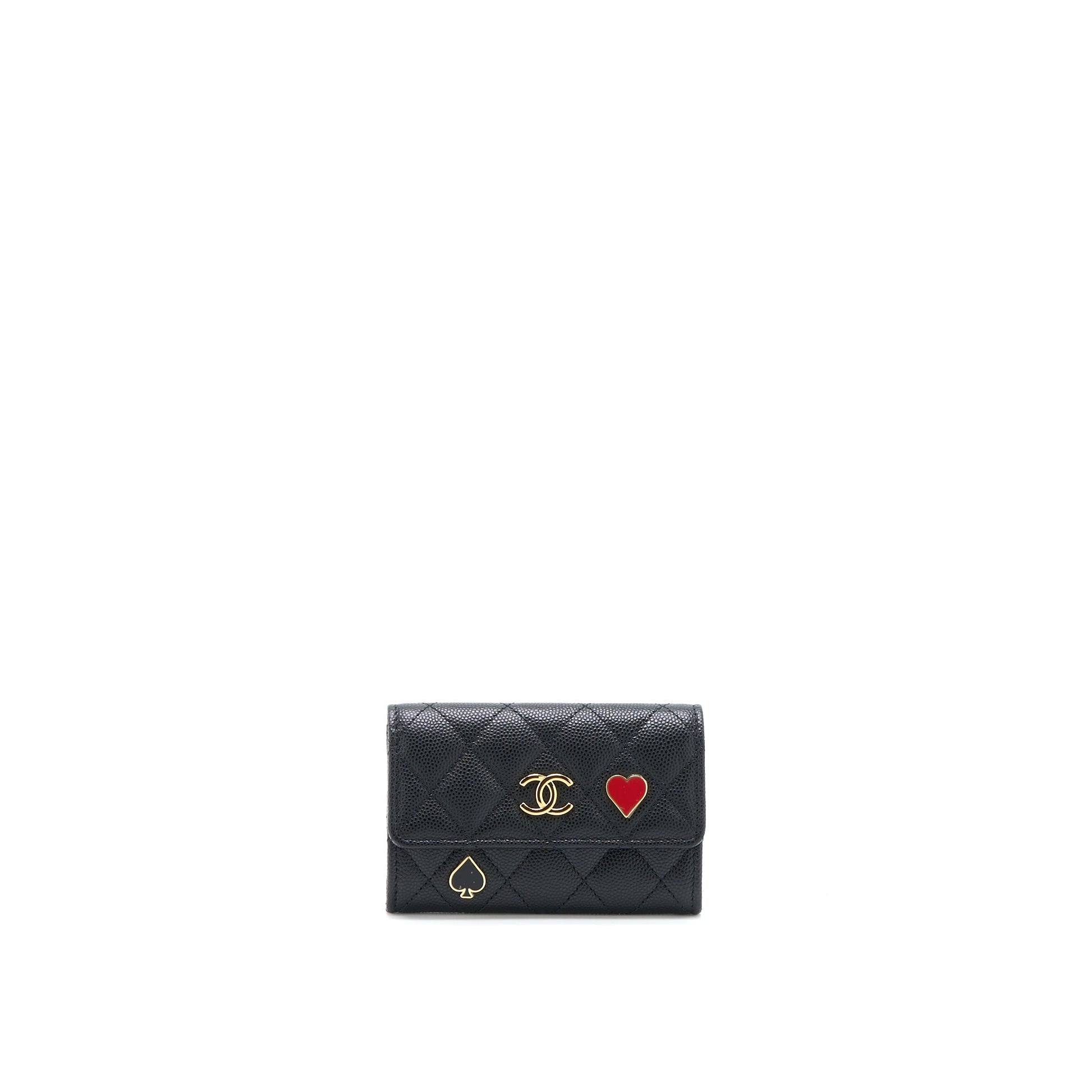 Chanel 23C Limited Edition Card Holder Caviar Black Wallet Case