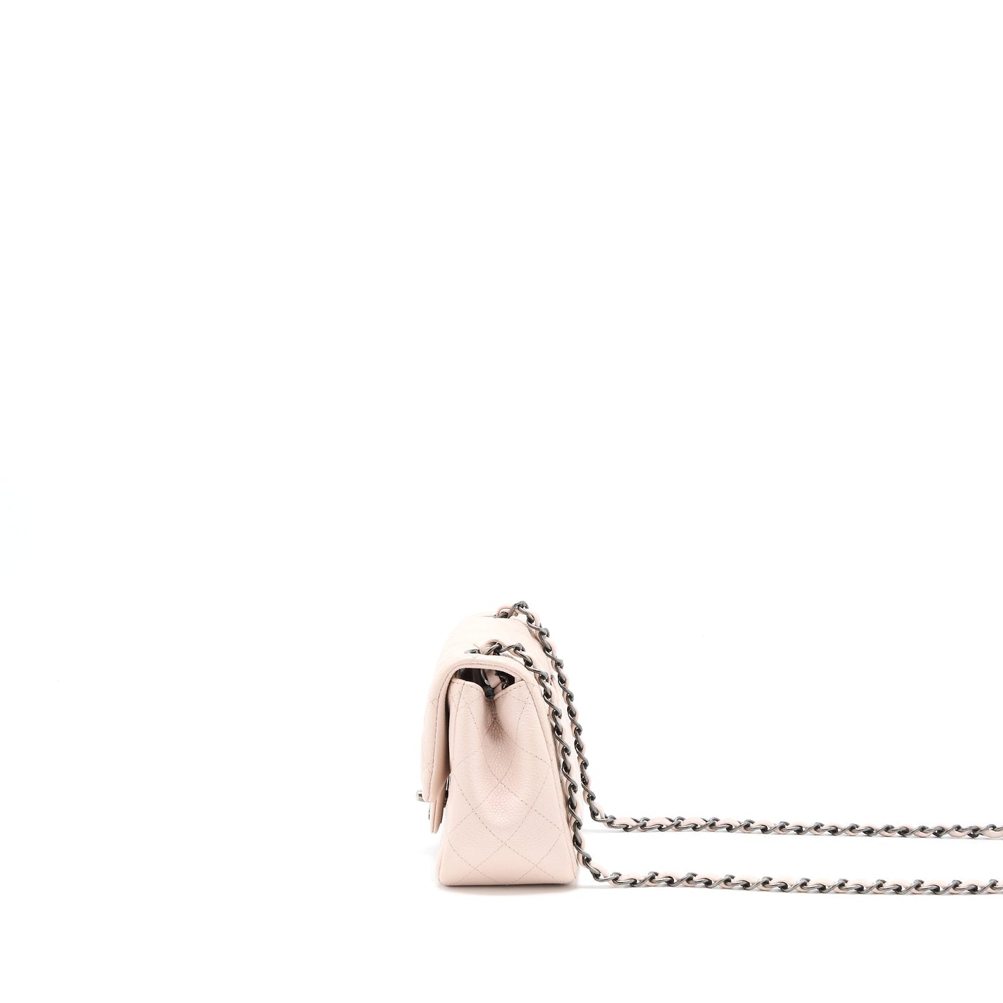 Chanel Square Flap Caviar Light Ruthenium Hardware Pink Shoulder Bag