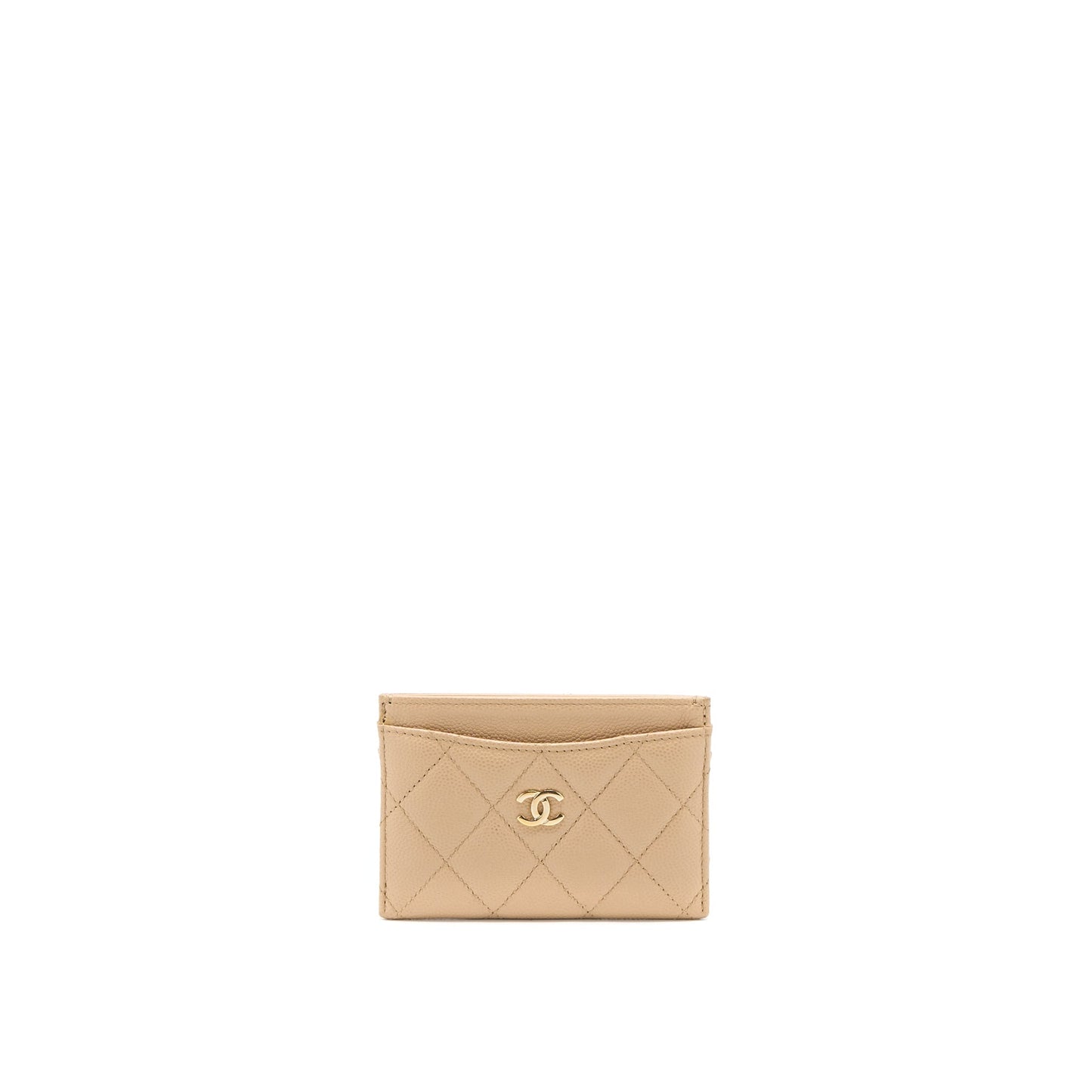 Chanel Classic Card Holder Caviar Dark GHW Beige Wallet Case