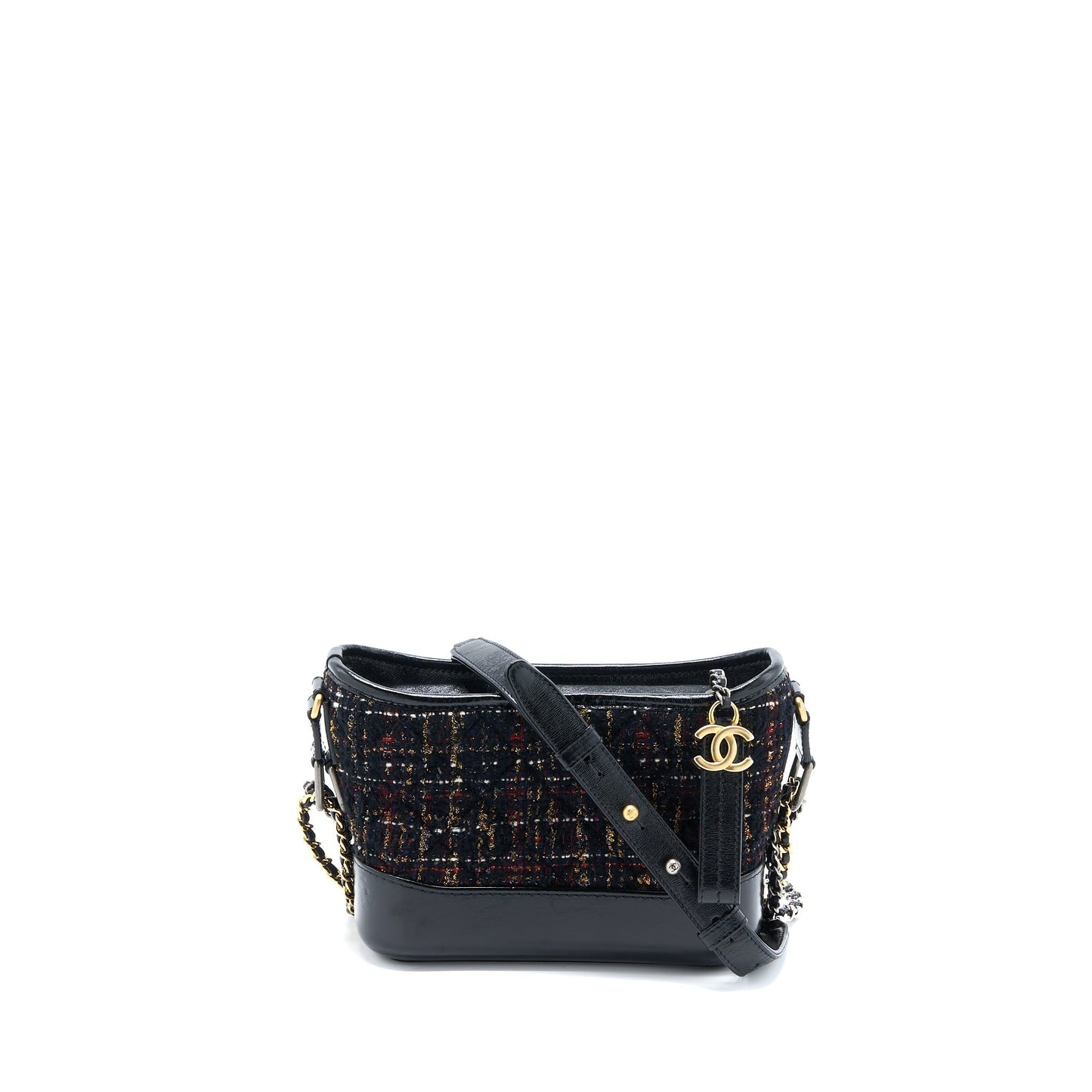 Chanel Gabrielle Hobo Tweed Hardware Multicolour Black Small Leather Shoulder Bag