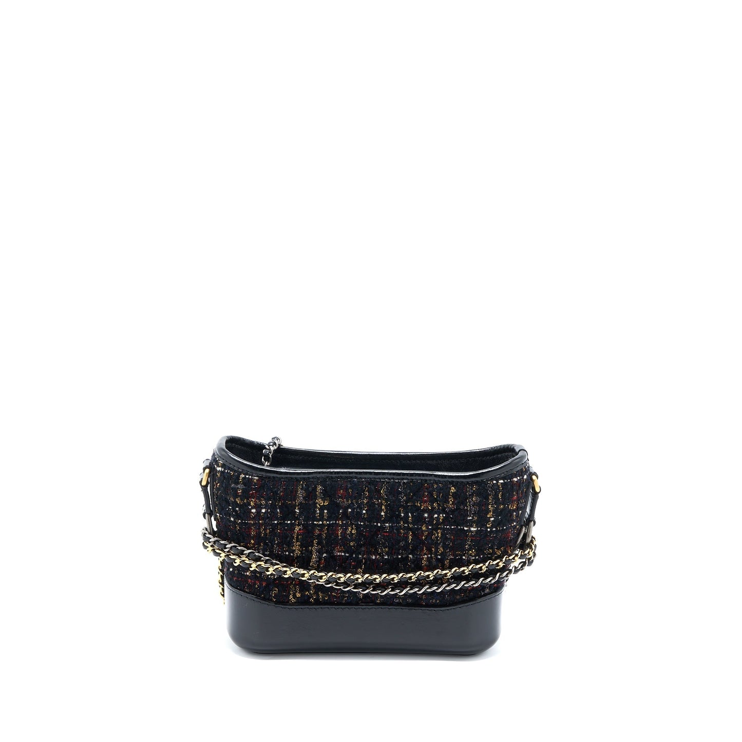 Chanel Gabrielle Hobo Tweed Hardware Multicolour Black Small Leather Shoulder Bag