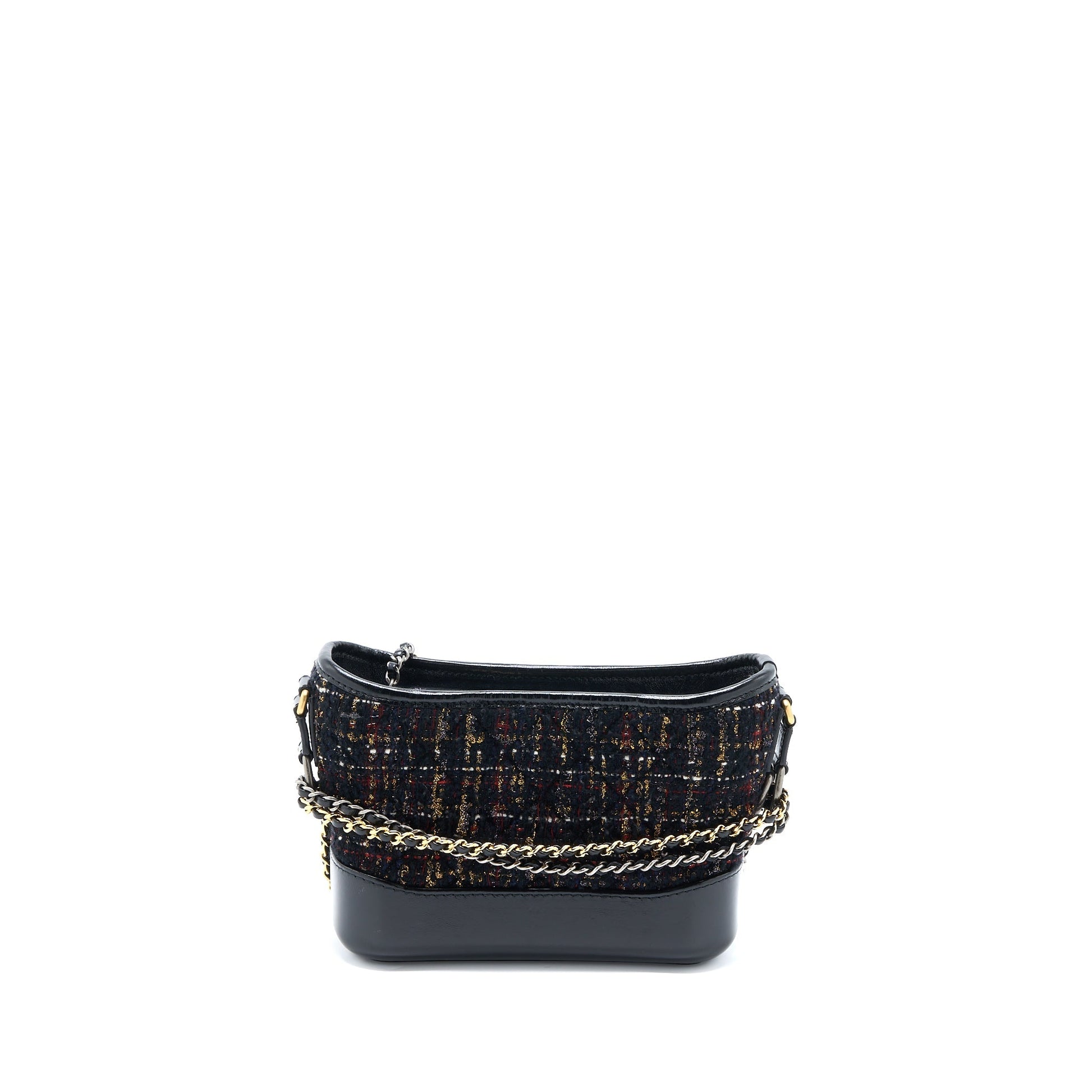 Chanel Gabrielle Hobo Tweed Hardware Multicolour Black Small Leather Shoulder Bag