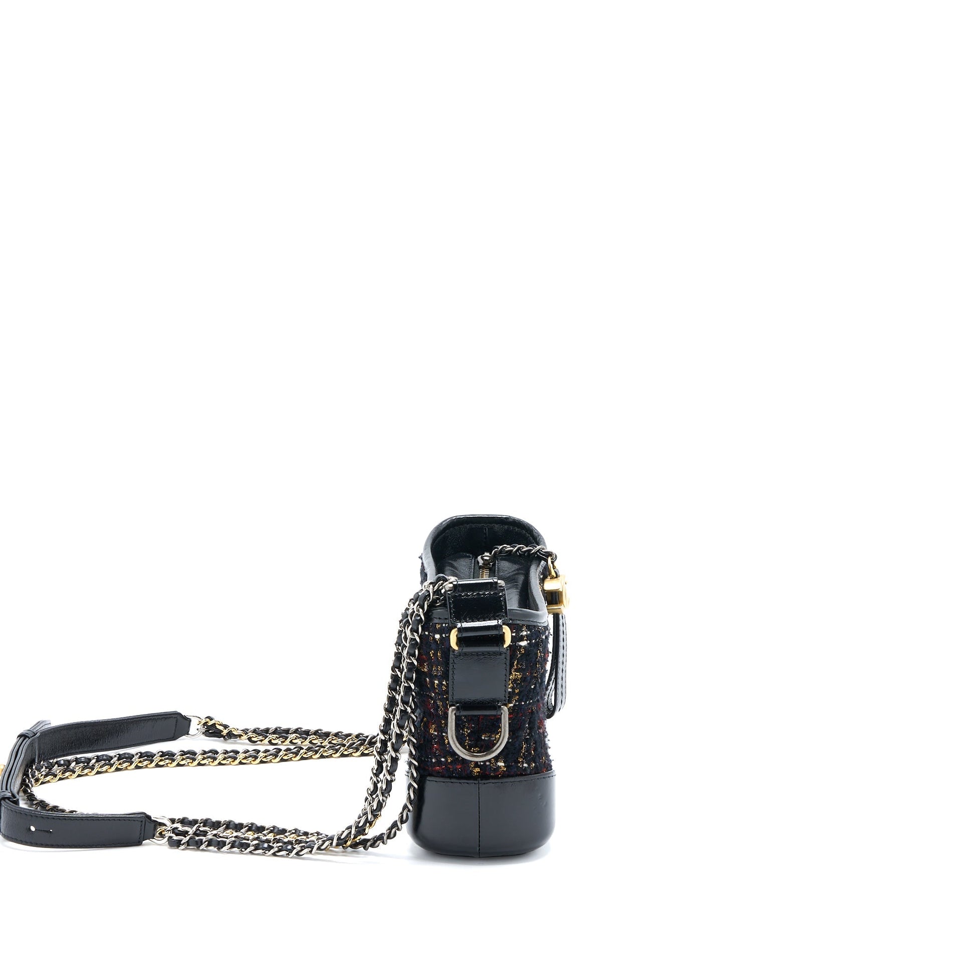 Chanel Gabrielle Hobo Tweed Hardware Multicolour Black Small Leather Shoulder Bag