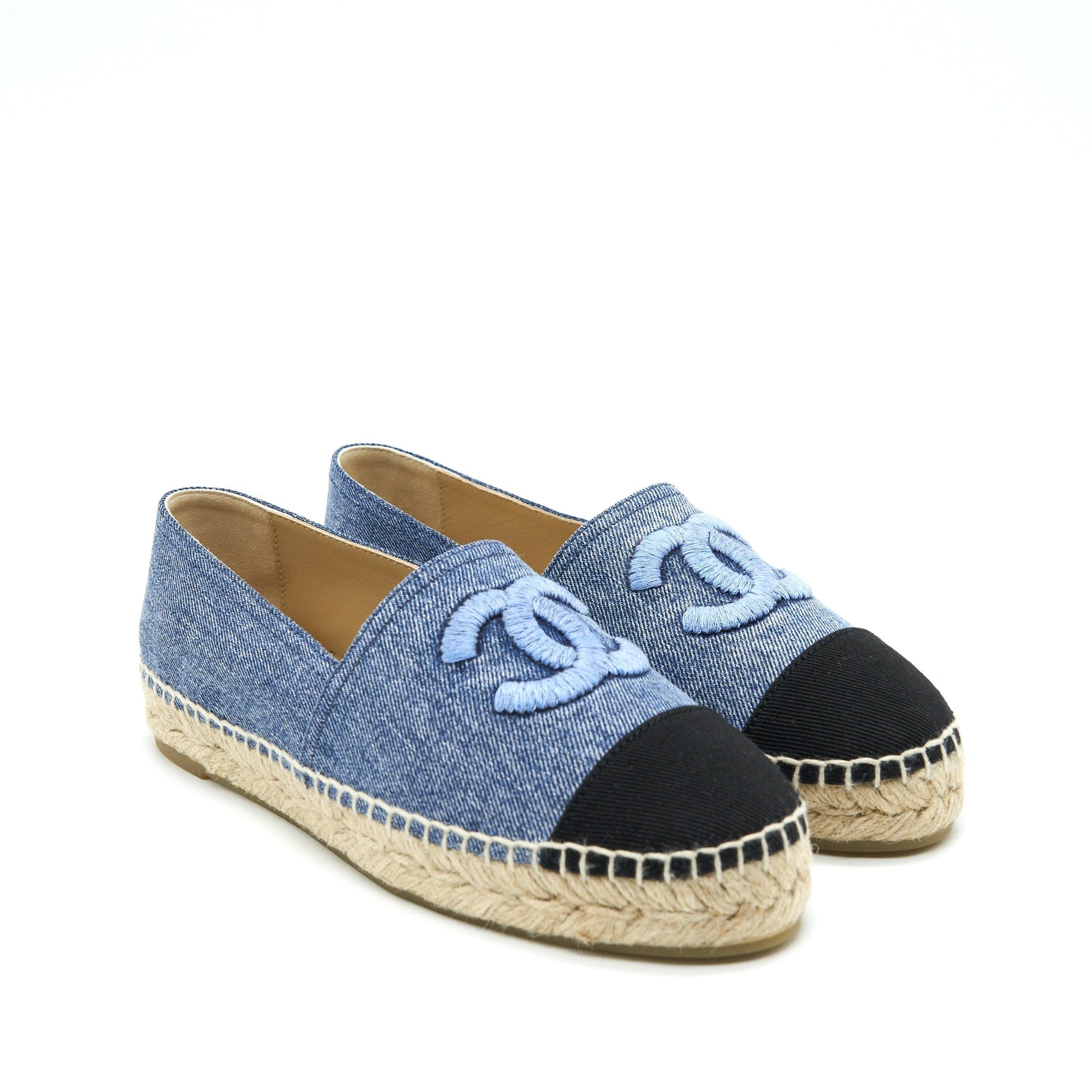 Chanel Espadrilles 38 Denim Black Handbag